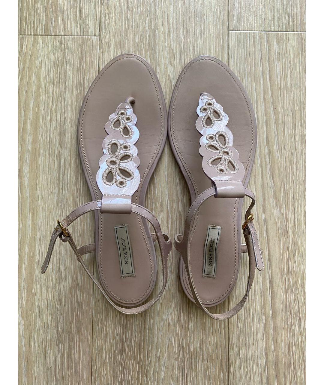 NINA RICCI Розовые кожаные сандалии, фото 3