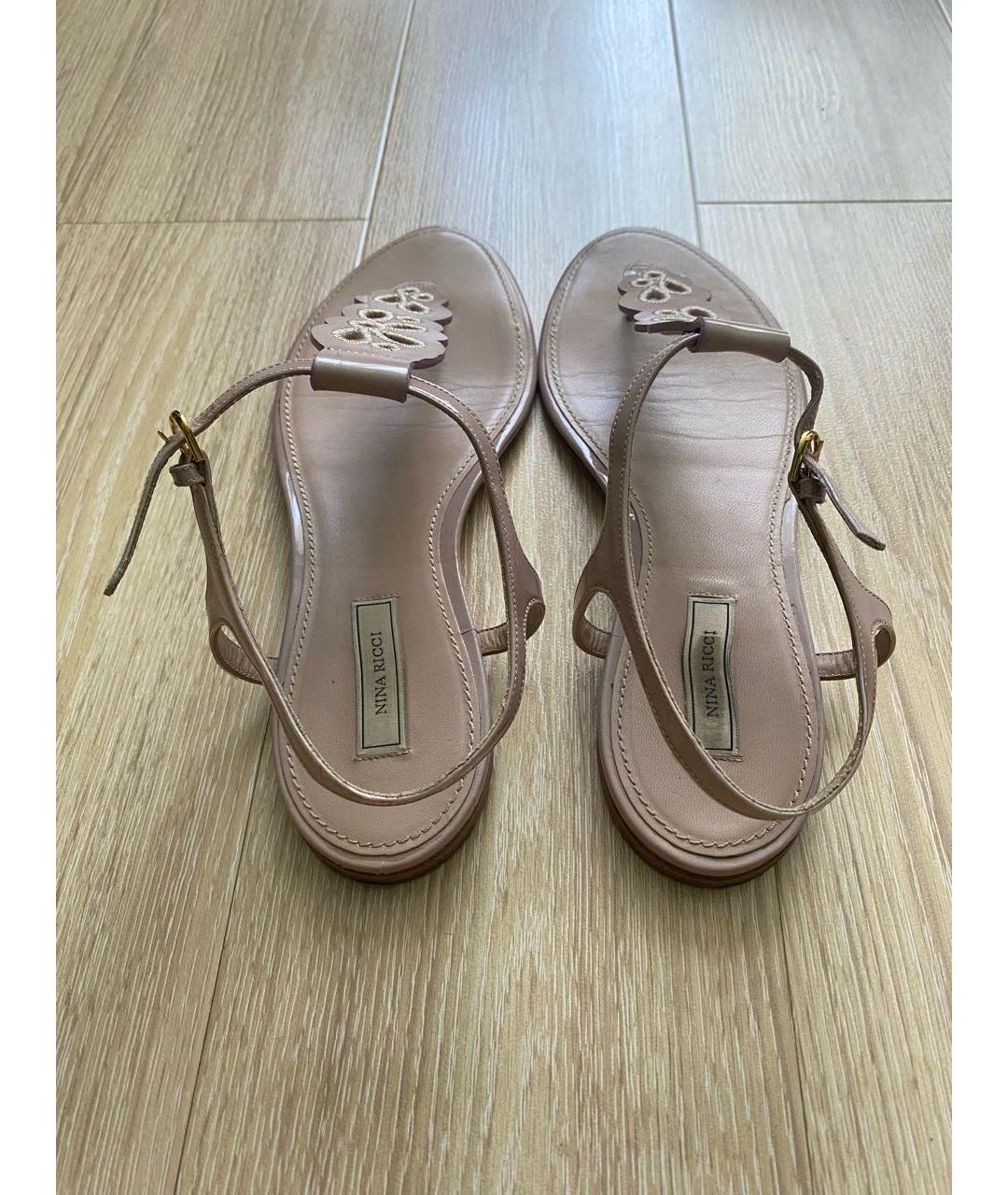 NINA RICCI Розовые кожаные сандалии, фото 4