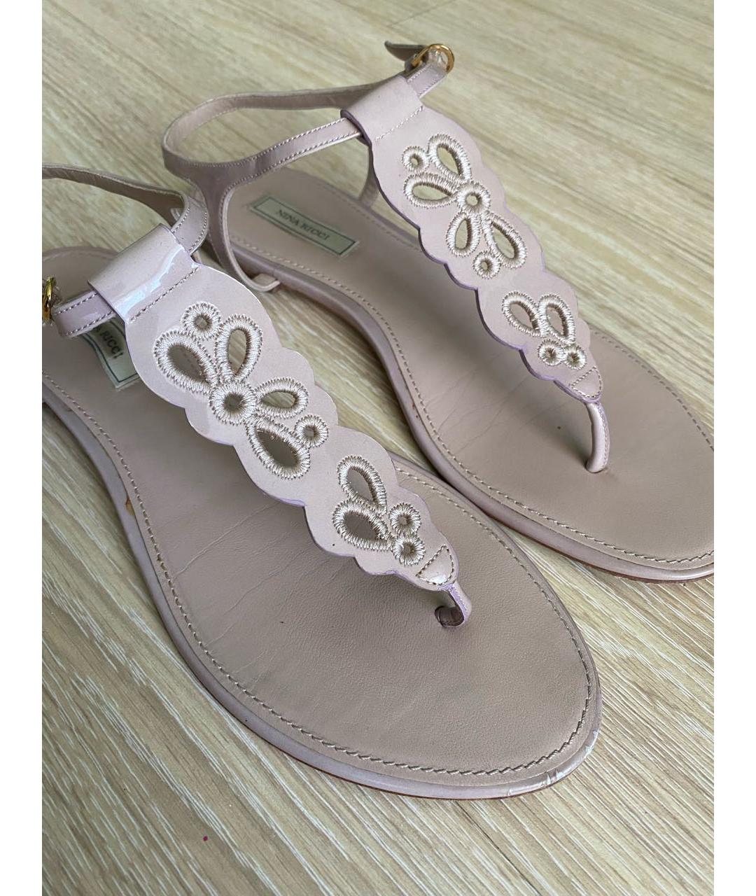 NINA RICCI Розовые кожаные сандалии, фото 5