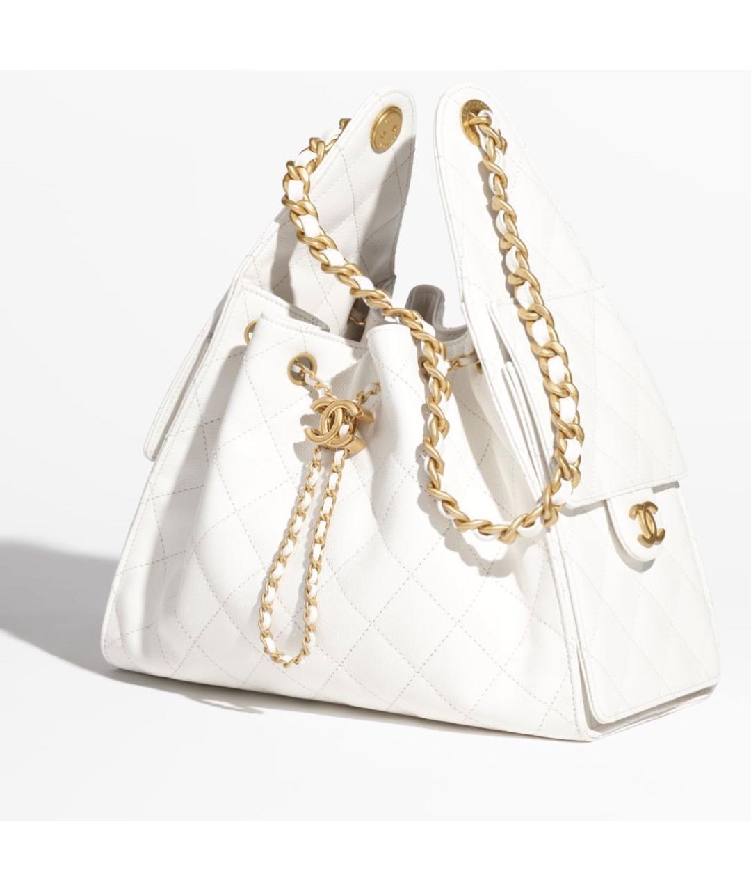 CHANEL Белая кожаная сумка тоут, фото 3