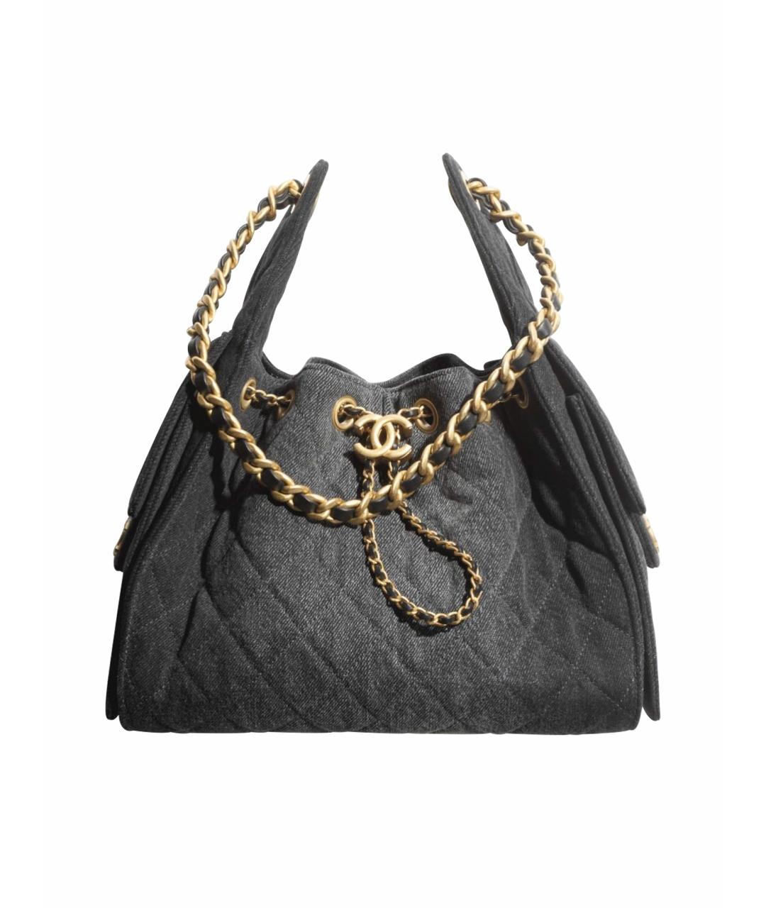 CHANEL Черная деним сумка тоут, фото 1