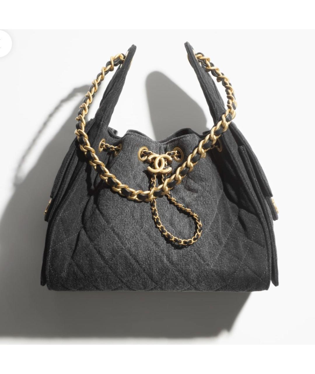 CHANEL Черная деним сумка тоут, фото 3