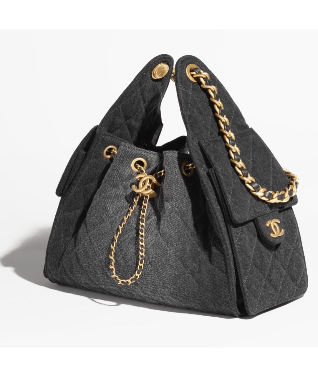 CHANEL Черная деним сумка тоут, фото 2