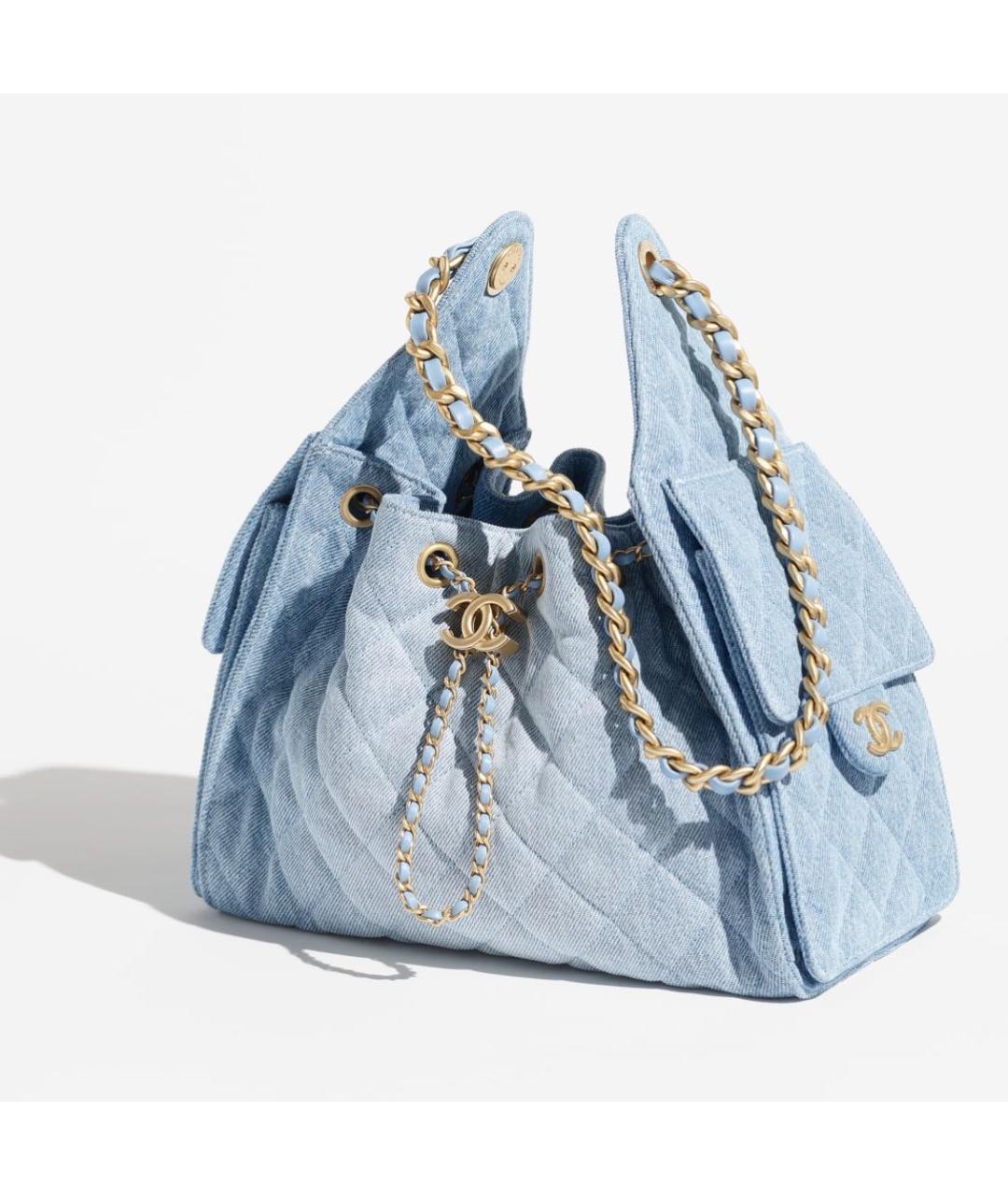 CHANEL Голубая деним сумка тоут, фото 2