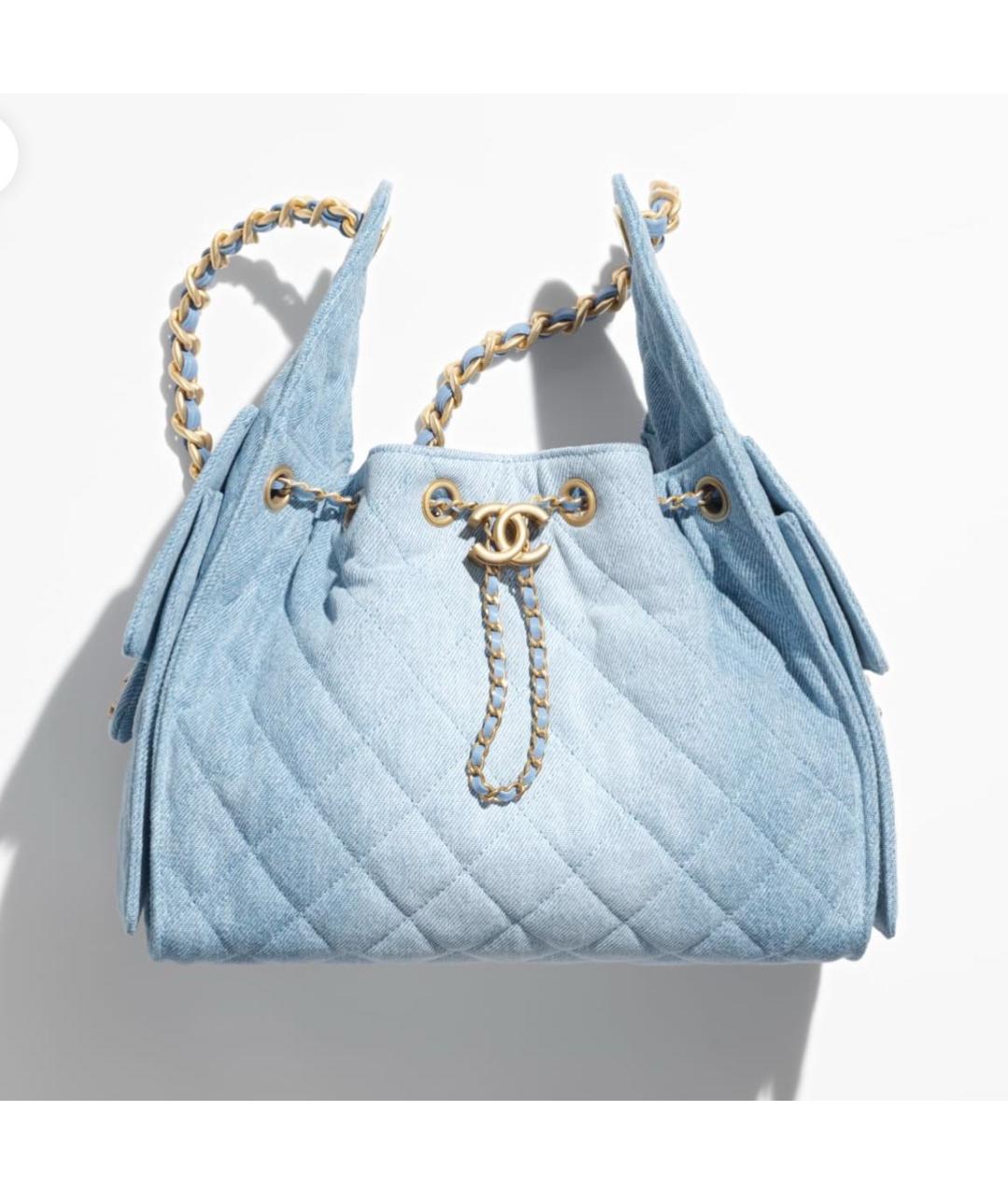 CHANEL Голубая деним сумка тоут, фото 3