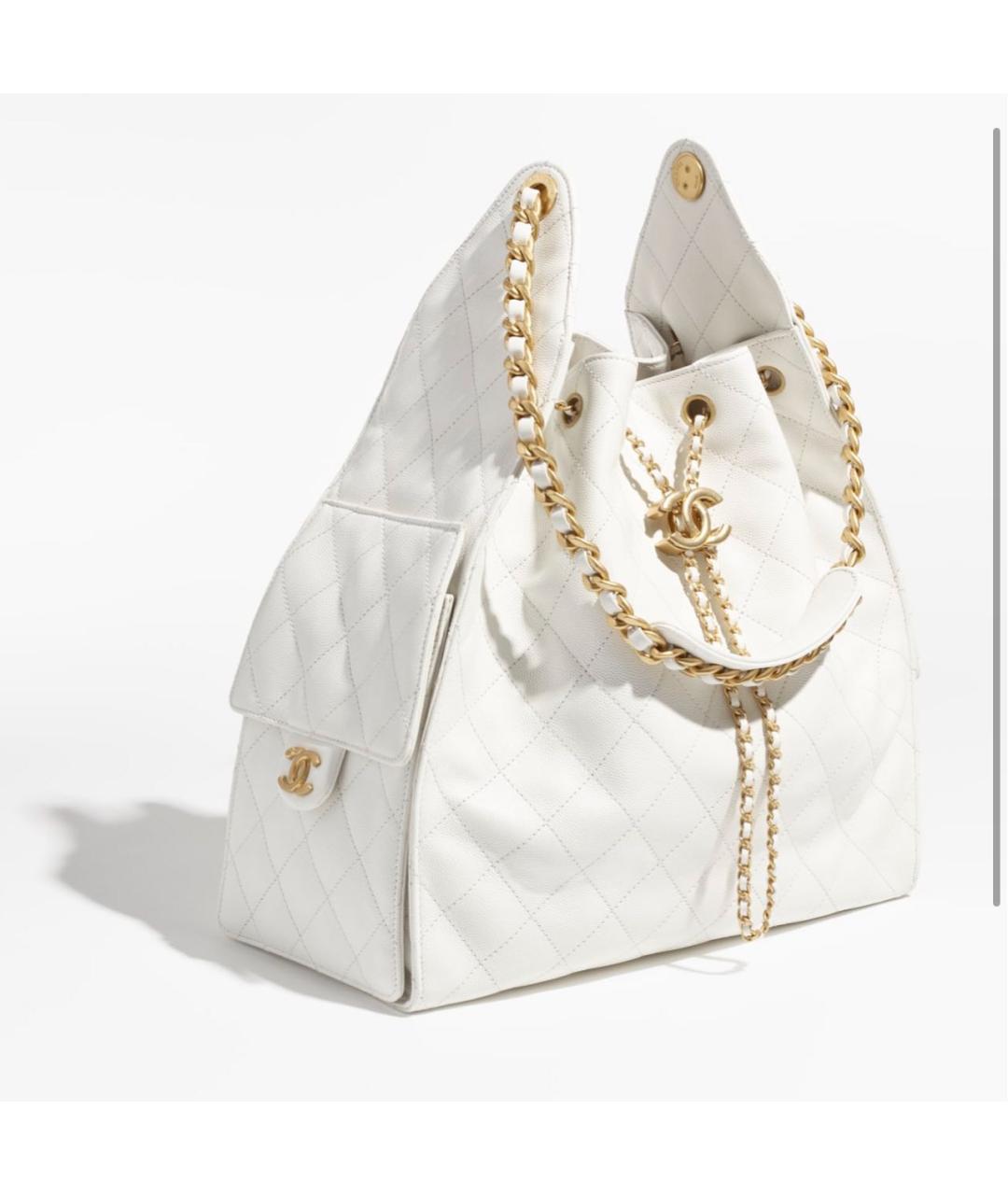 CHANEL Белая кожаная сумка тоут, фото 2