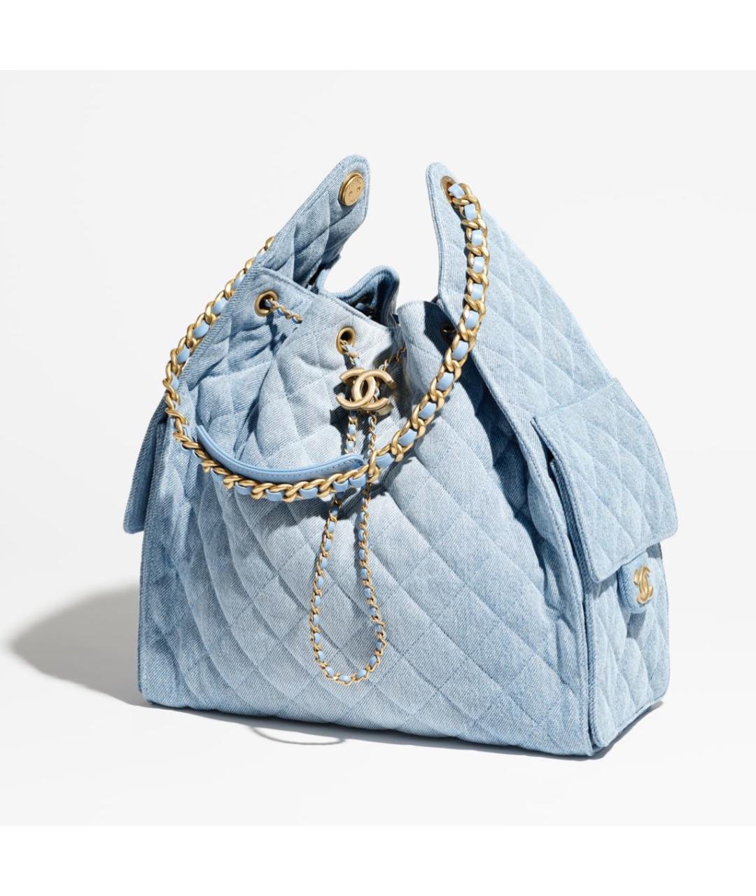 CHANEL Голубая деним сумка тоут, фото 2