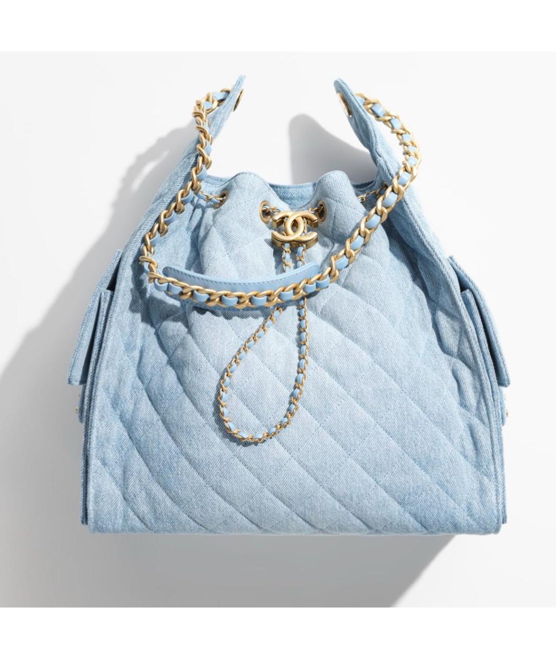 CHANEL Голубая деним сумка тоут, фото 3
