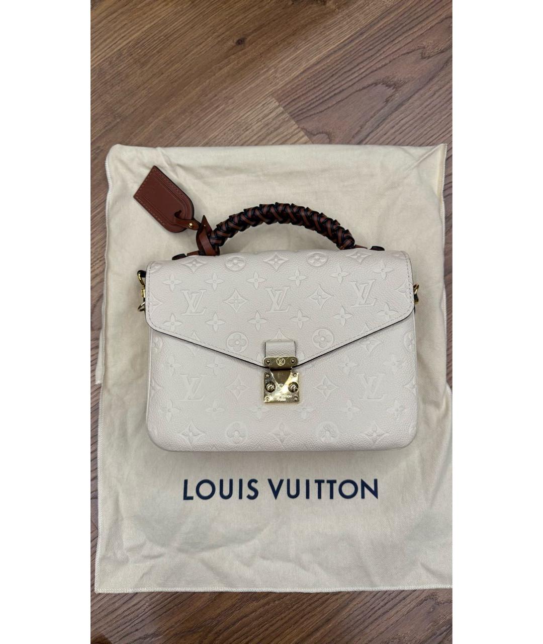 LOUIS VUITTON Белая кожаная сумка с короткими ручками, фото 7