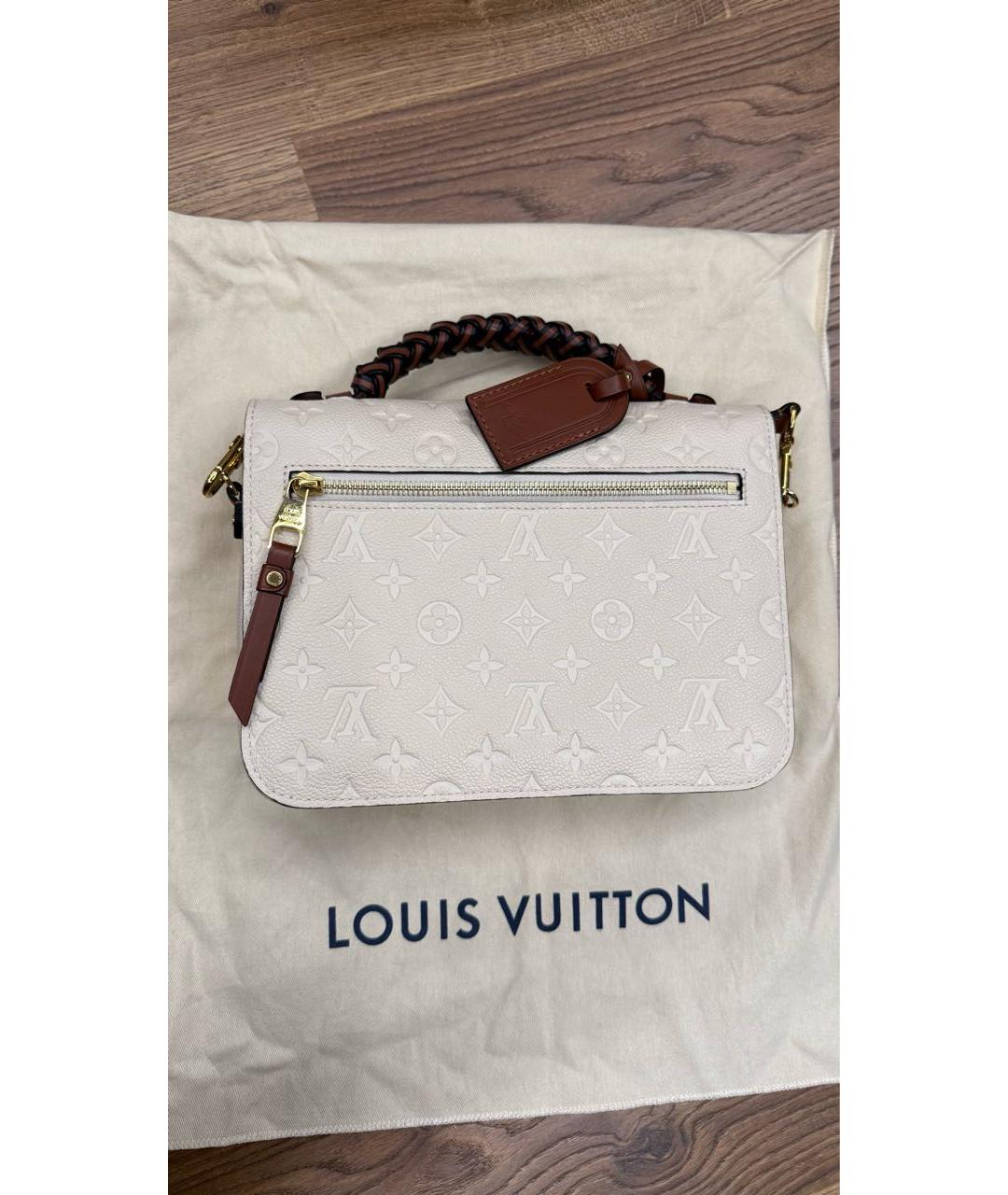 LOUIS VUITTON Белая кожаная сумка с короткими ручками, фото 3