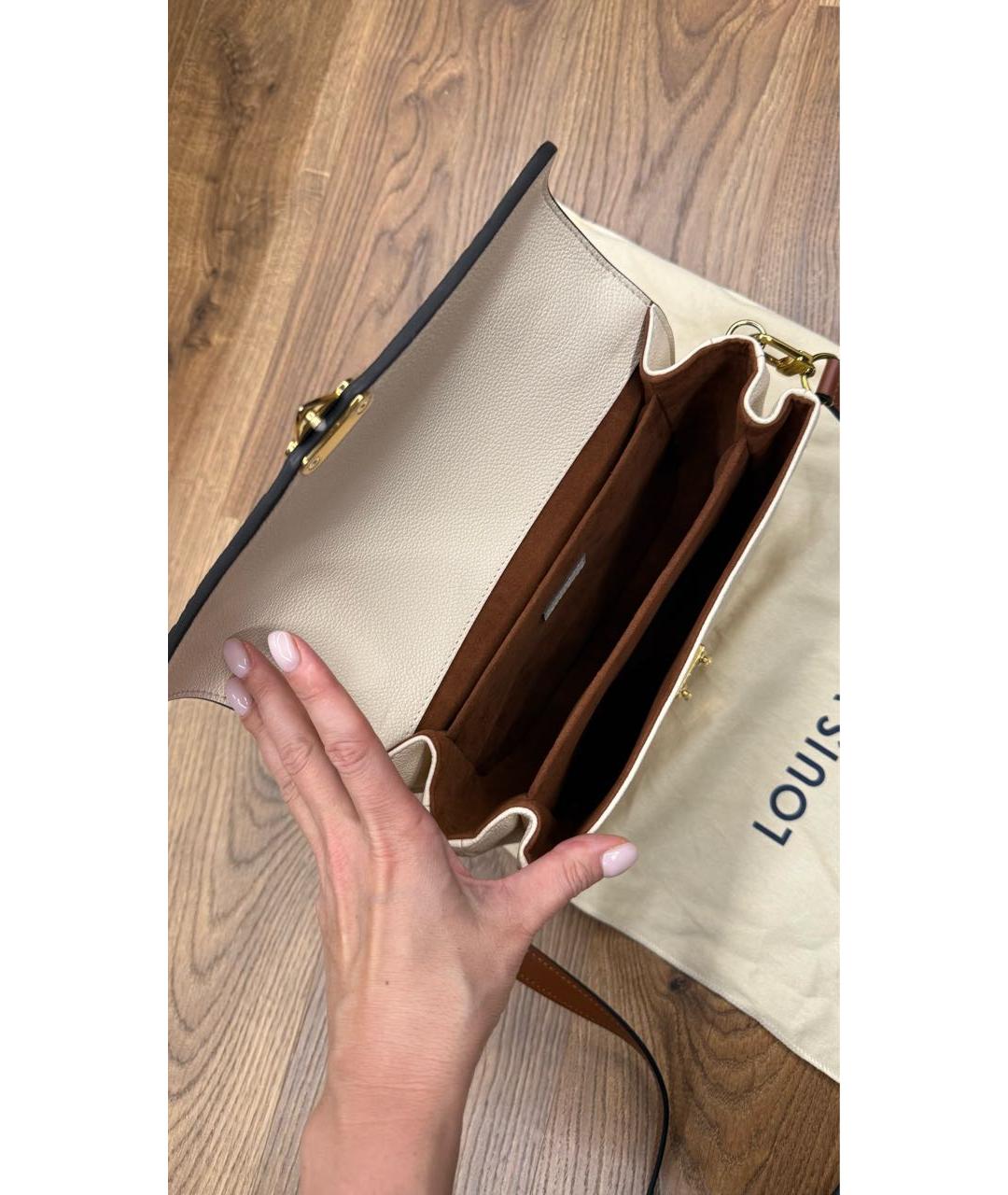 LOUIS VUITTON Белая кожаная сумка с короткими ручками, фото 4