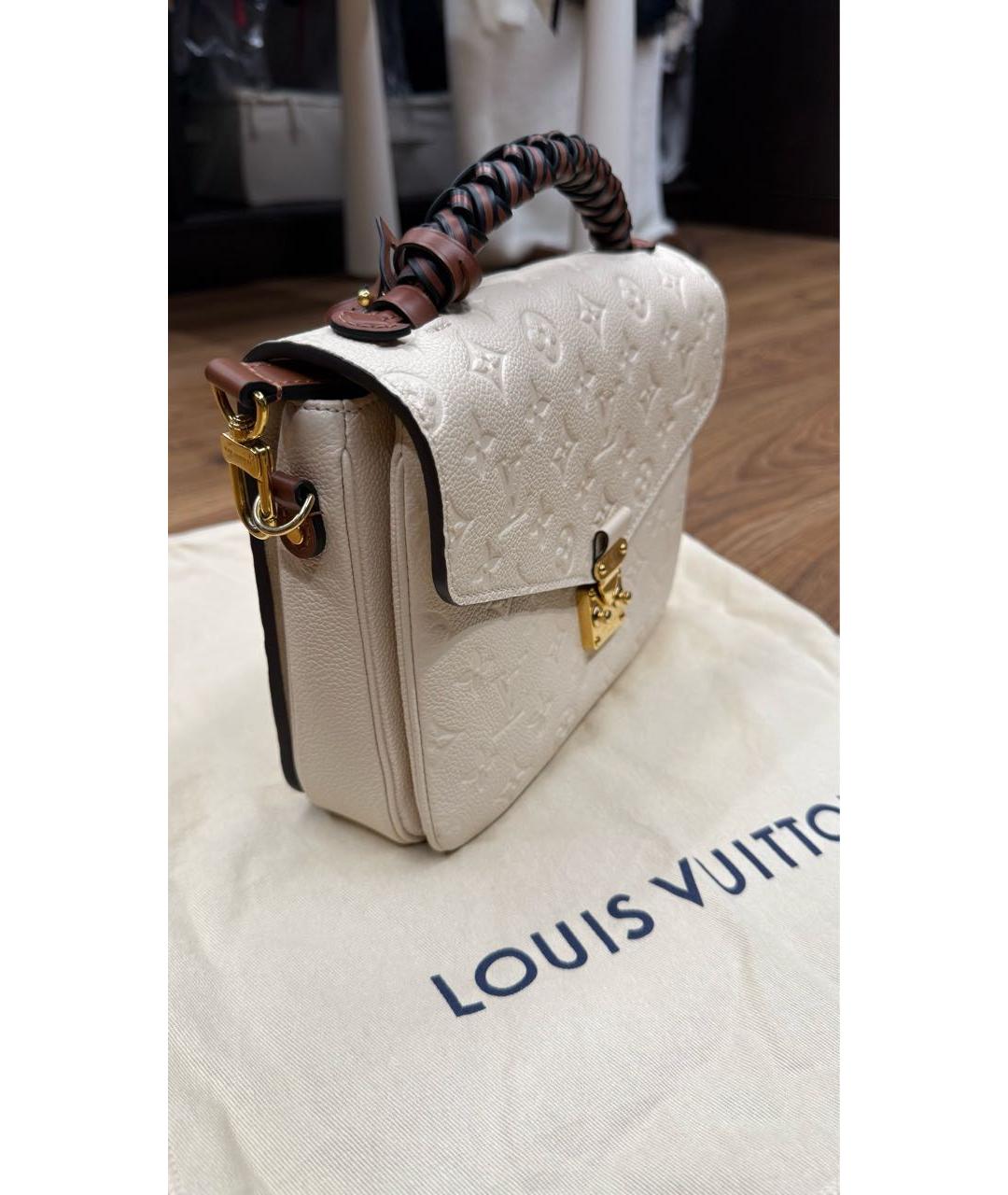 LOUIS VUITTON Белая кожаная сумка с короткими ручками, фото 2