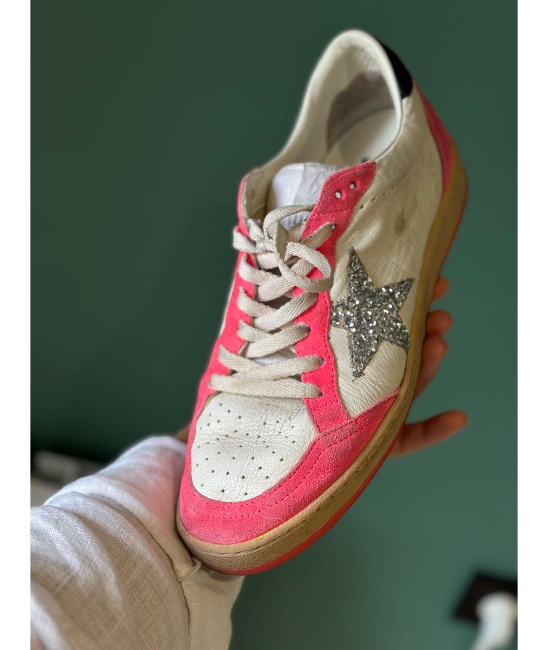 GOLDEN GOOSE DELUXE BRAND Розовые кожаные кеды, фото 2
