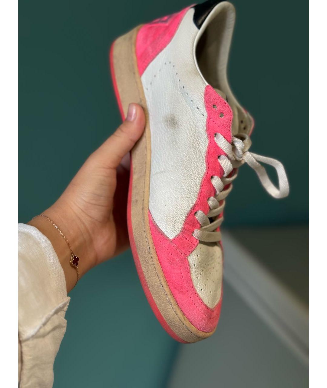 GOLDEN GOOSE DELUXE BRAND Розовые кожаные кеды, фото 3