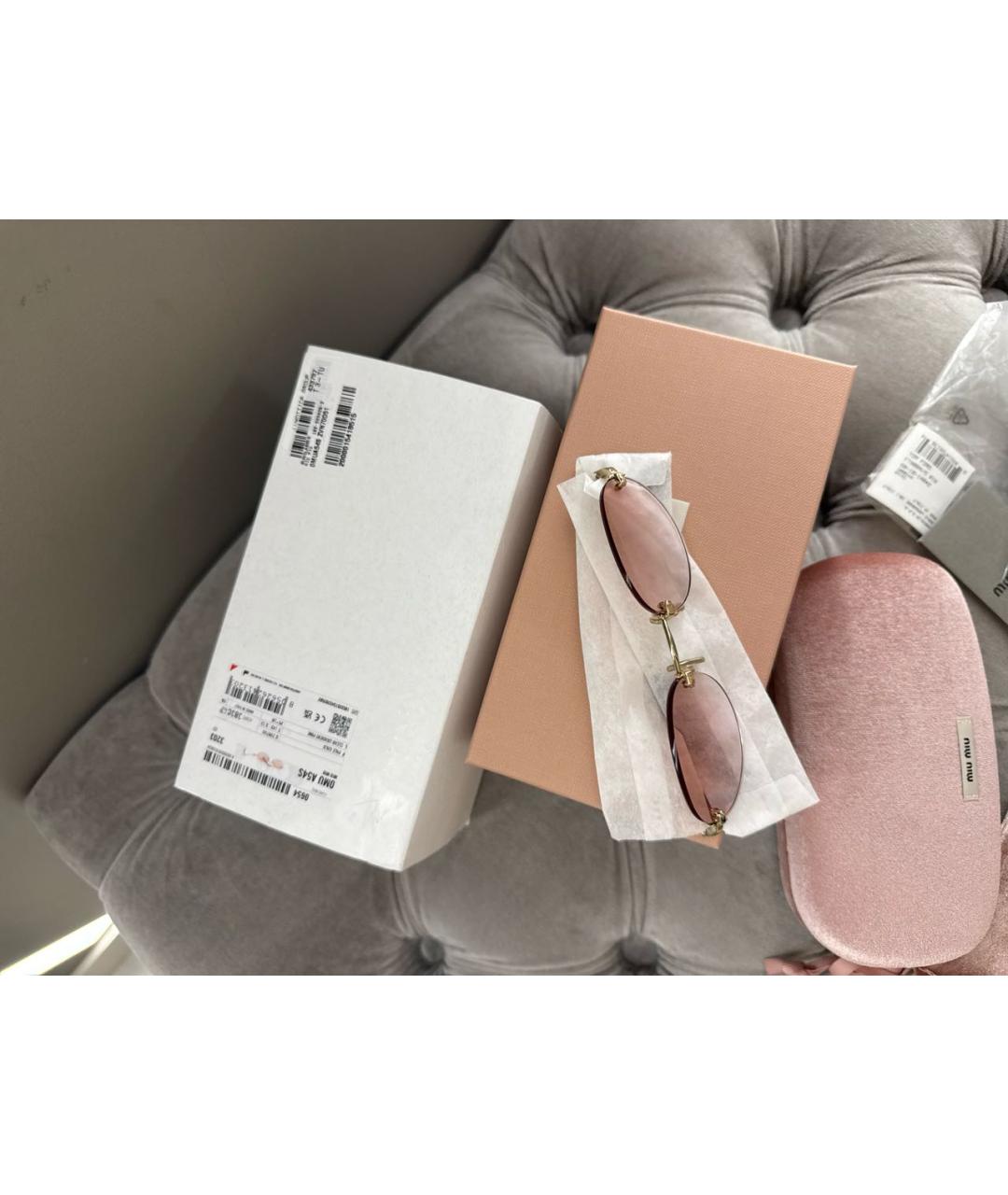 MIU MIU Розовые металлические солнцезащитные очки, фото 6