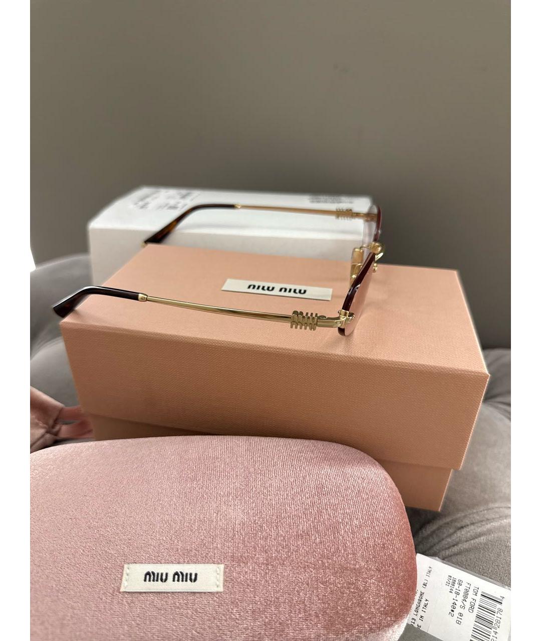 MIU MIU Розовые металлические солнцезащитные очки, фото 3