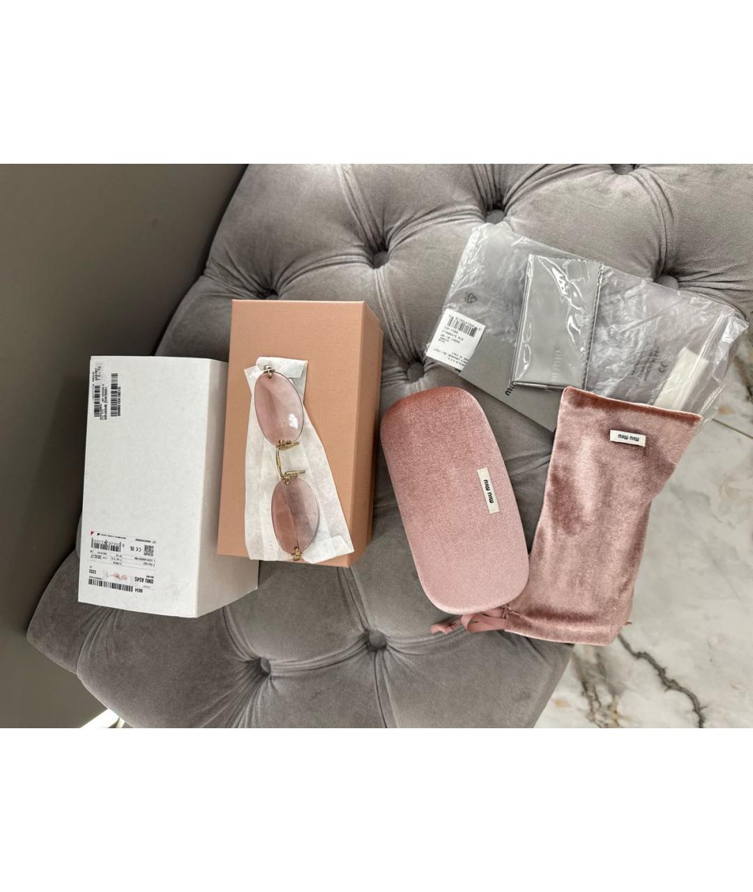 MIU MIU Розовые металлические солнцезащитные очки, фото 5