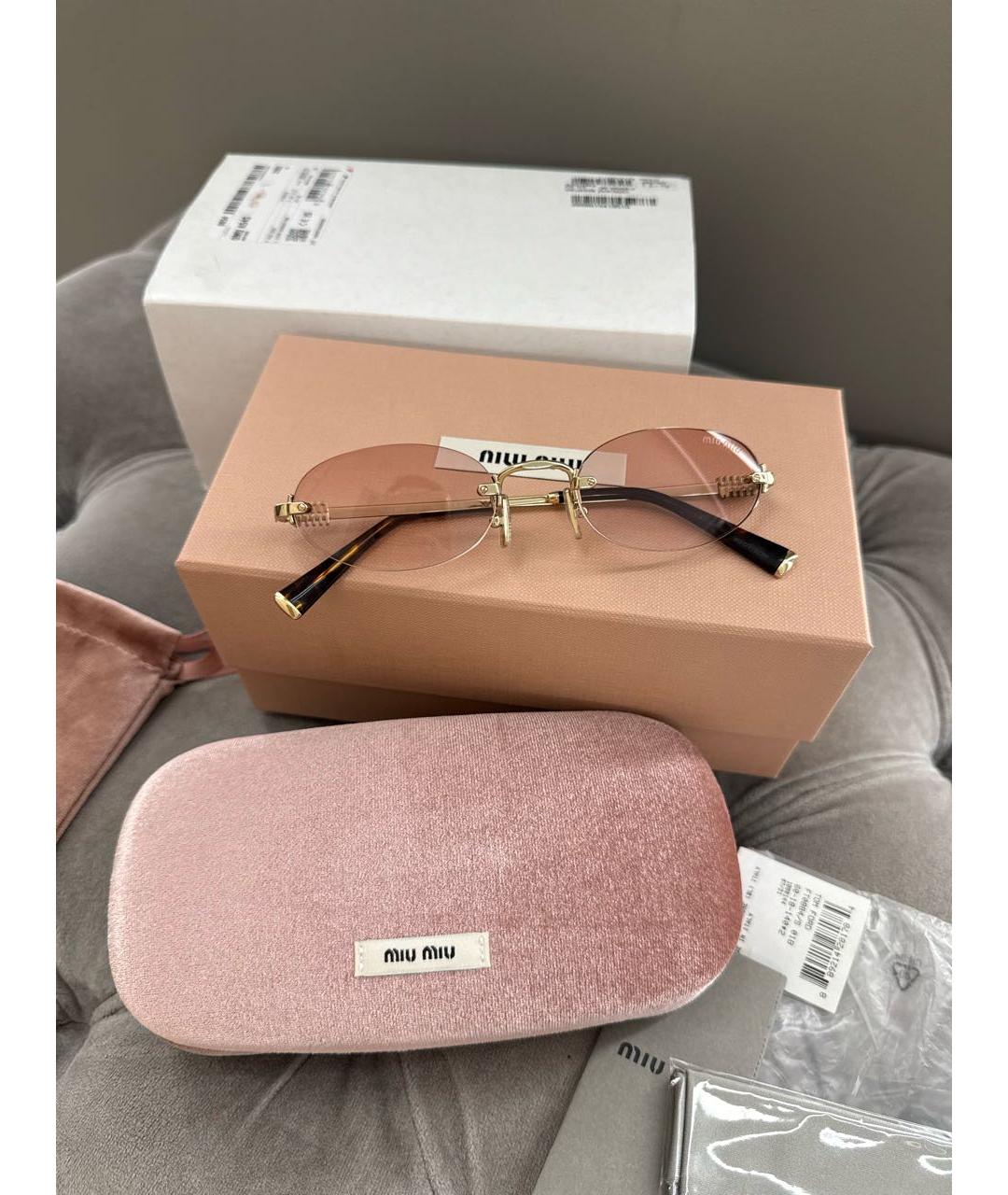 MIU MIU Розовые металлические солнцезащитные очки, фото 7