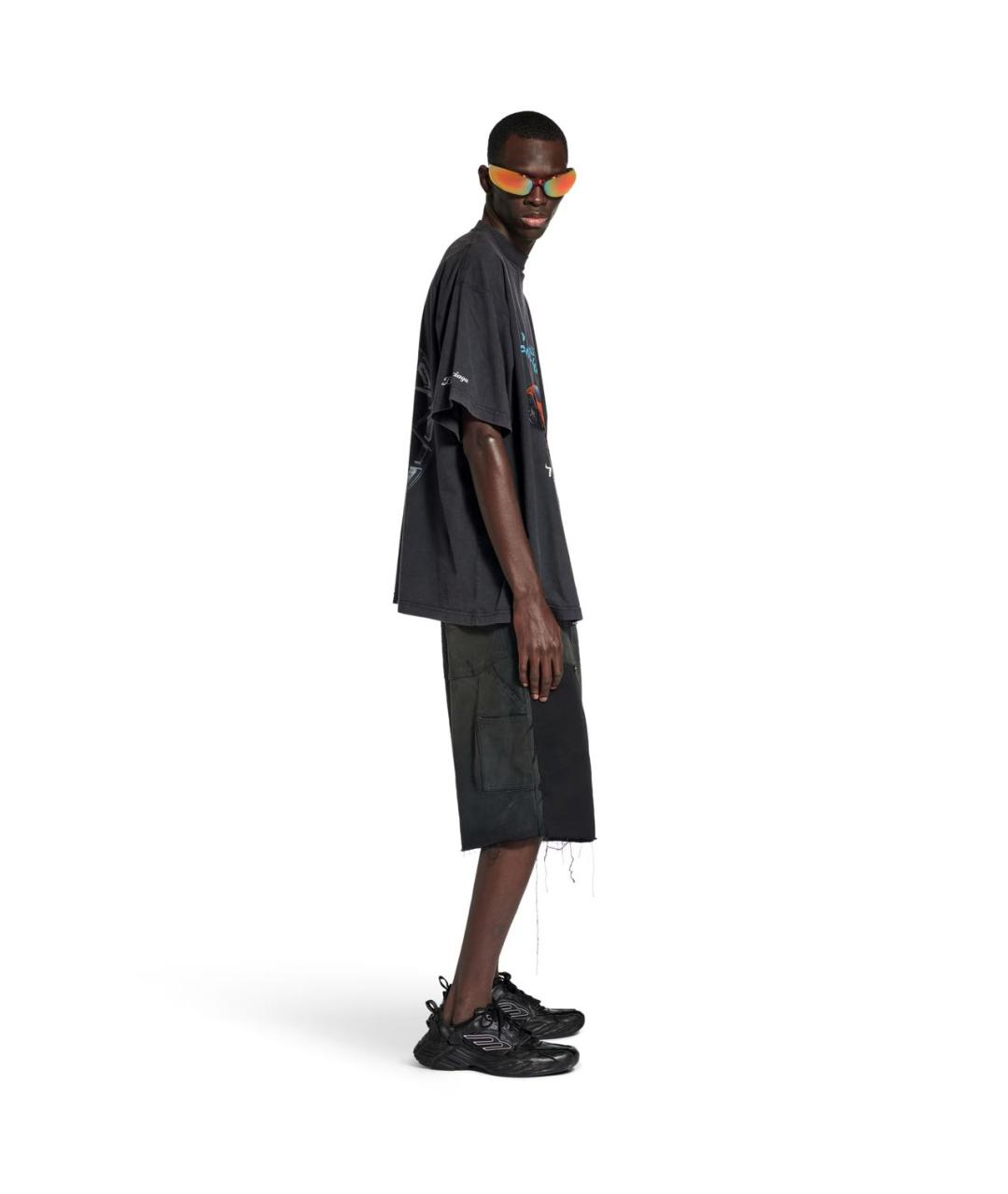 BALENCIAGA Черная хлопковая футболка, фото 4