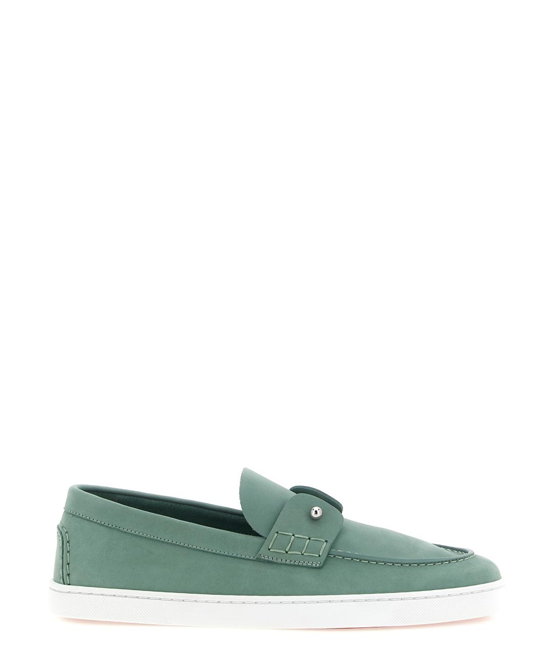 CHRISTIAN LOUBOUTIN Зеленые кожаные лоферы, фото 1