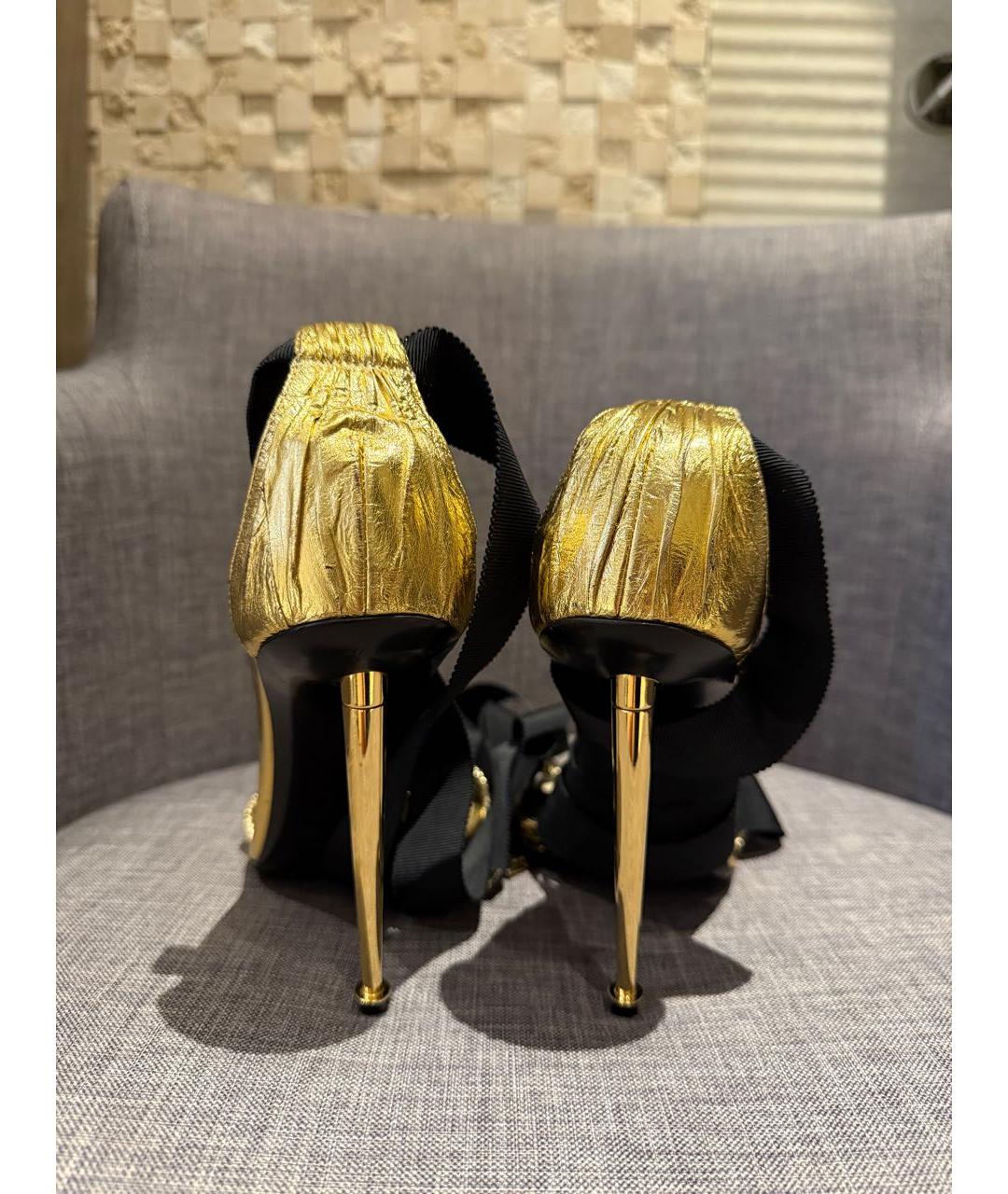 TOM FORD Золотые кожаные босоножки, фото 4
