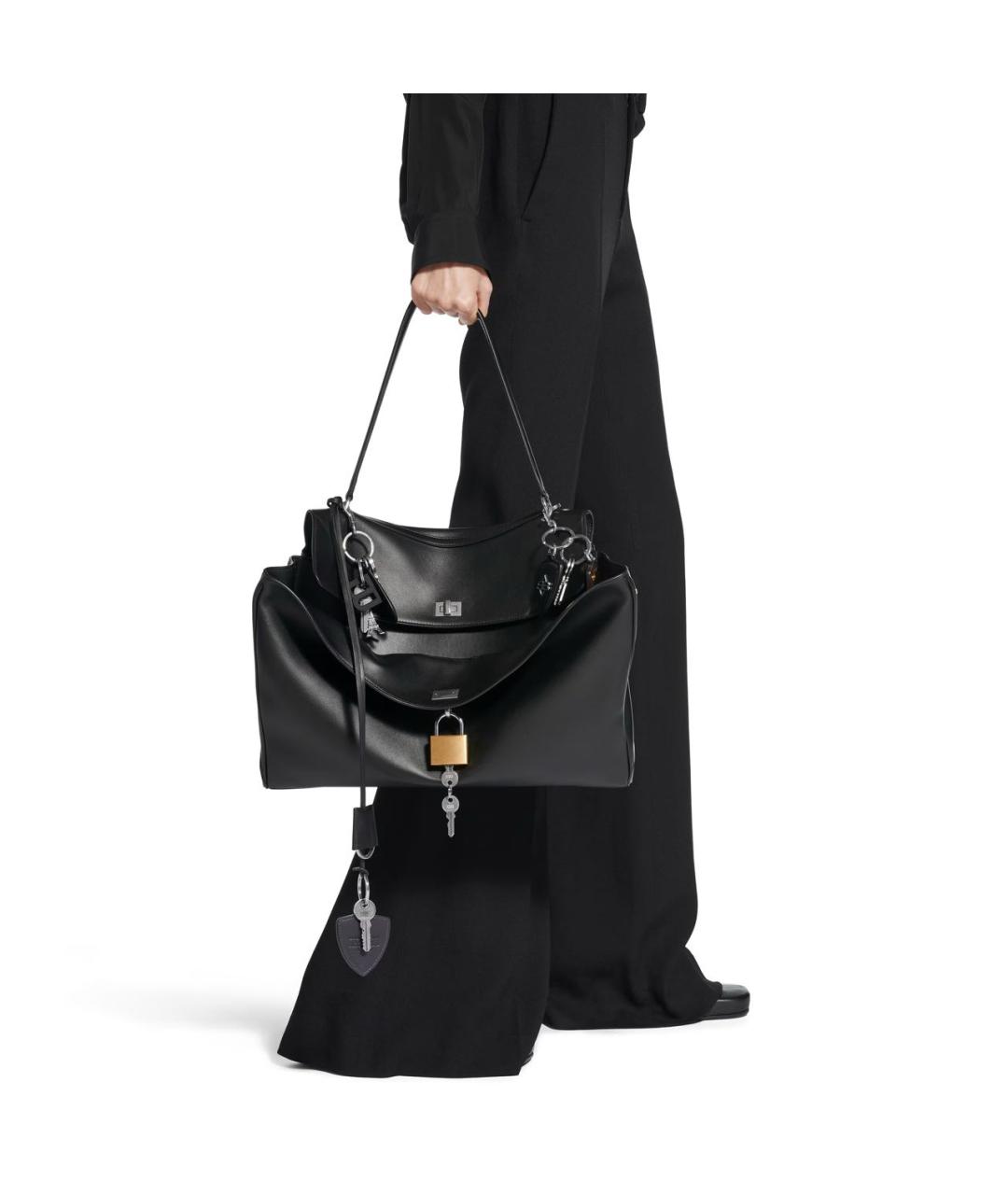 BALENCIAGA Черная кожаная сумка через плечо, фото 8