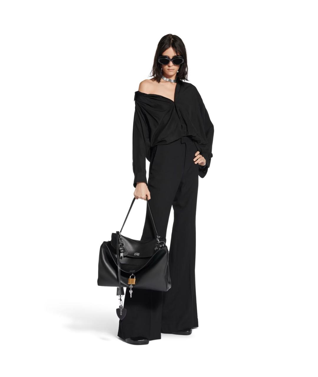 BALENCIAGA Черная кожаная сумка через плечо, фото 6