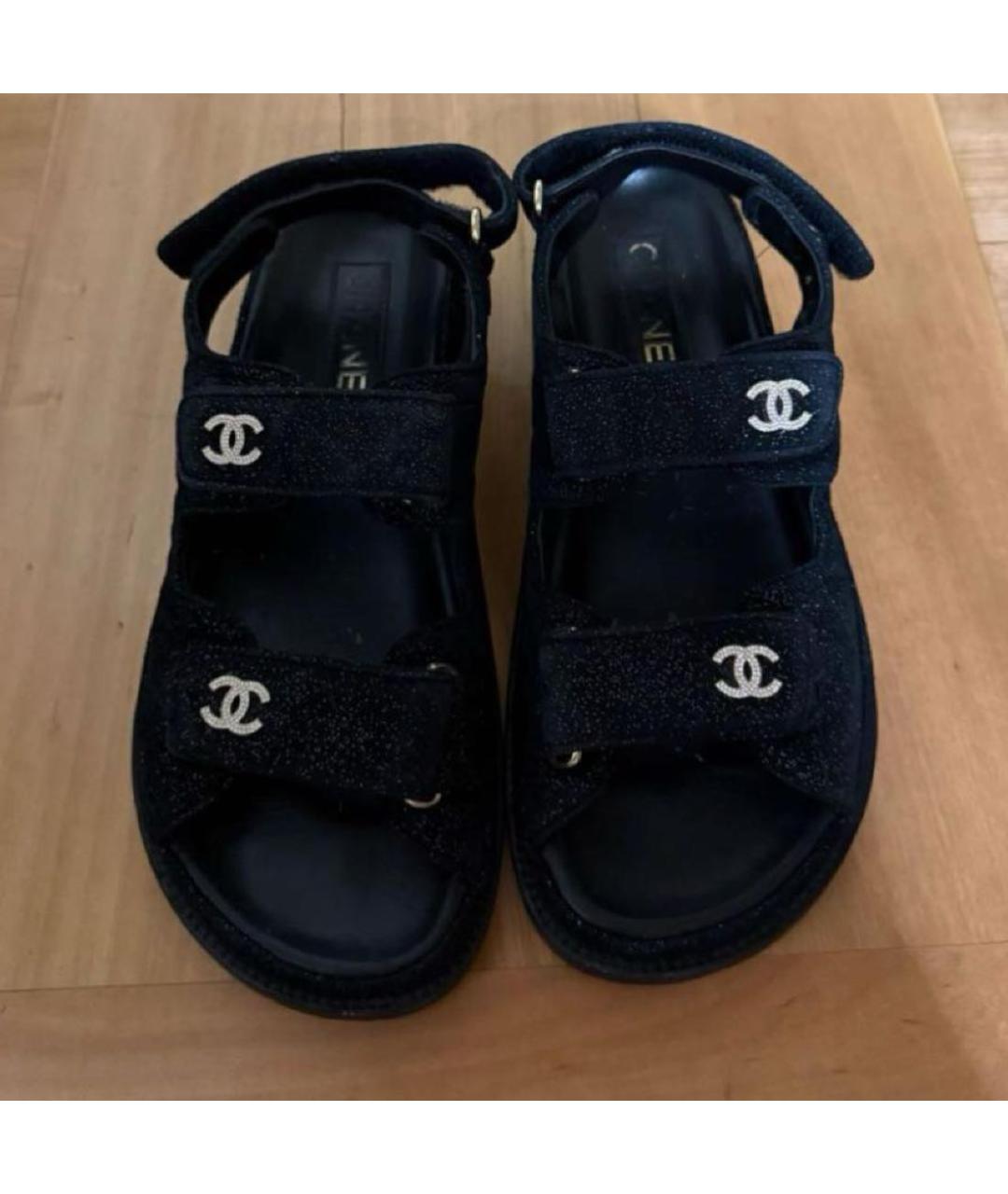 CHANEL Черные кожаные сандалии, фото 3