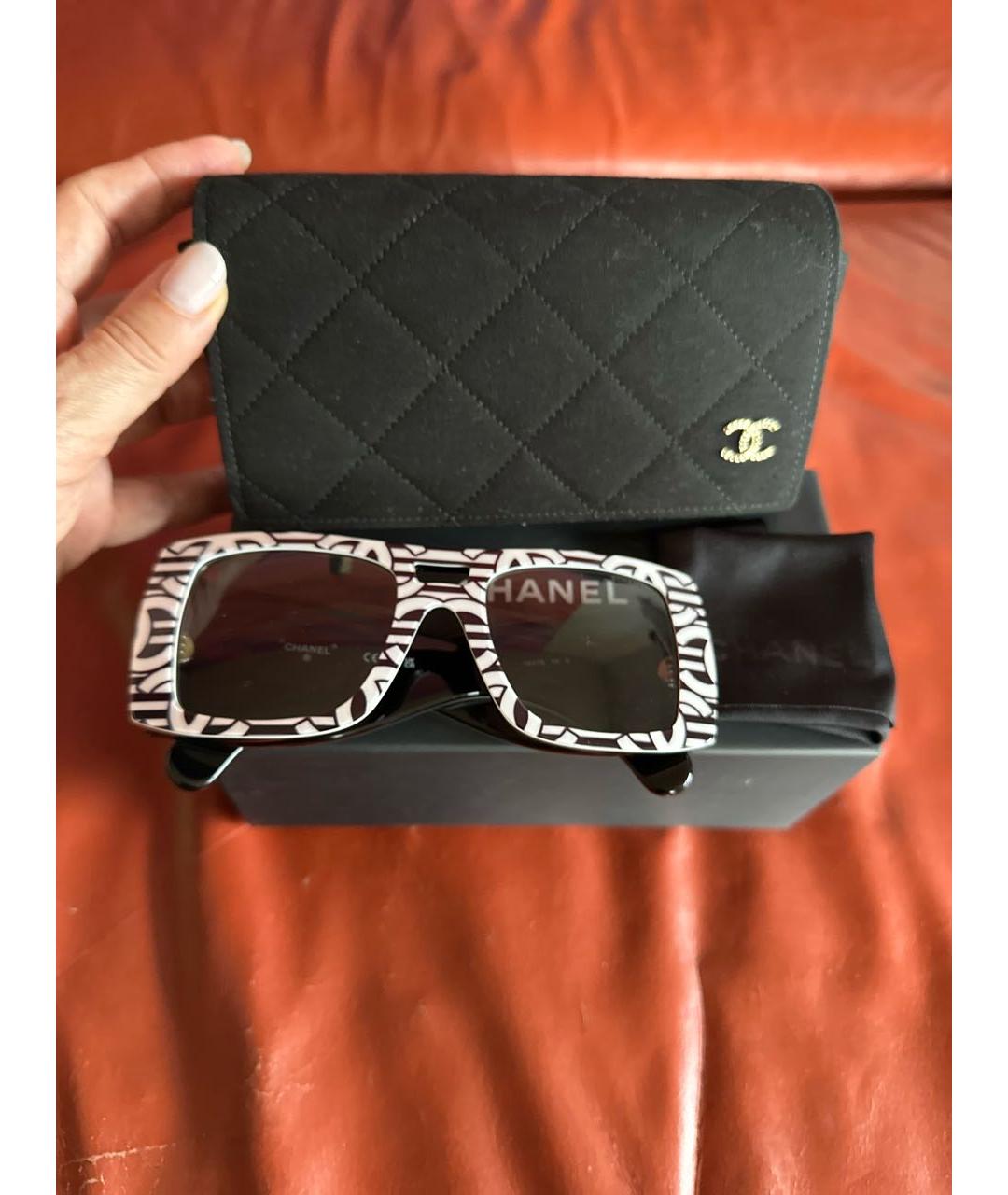 CHANEL Белые пластиковые солнцезащитные очки, фото 7