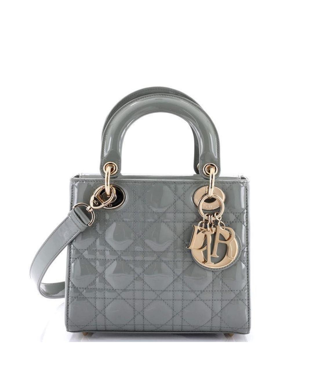 CHRISTIAN DIOR Голубая сумка с короткими ручками из лакированной кожи, фото 1