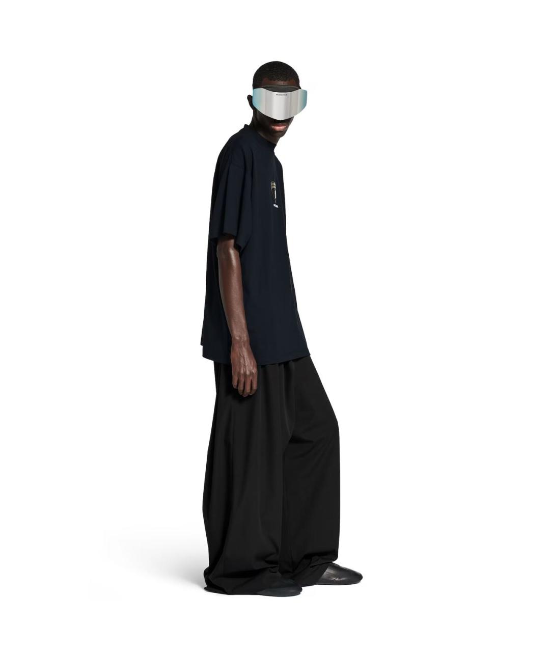BALENCIAGA Черная хлопковая футболка, фото 4