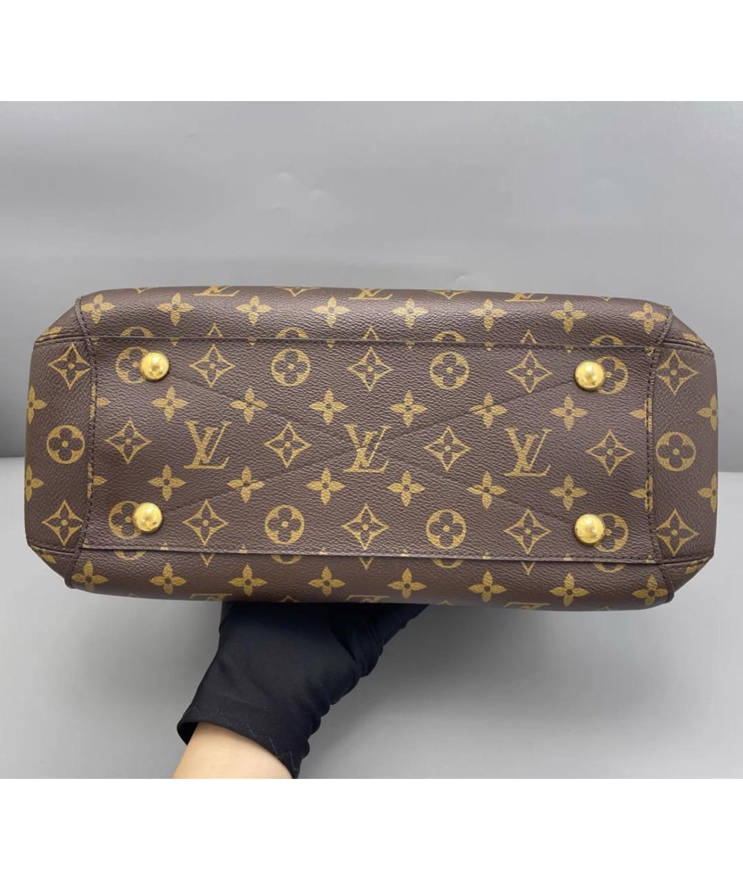 LOUIS VUITTON Коричневая кожаная сумка с короткими ручками, фото 5