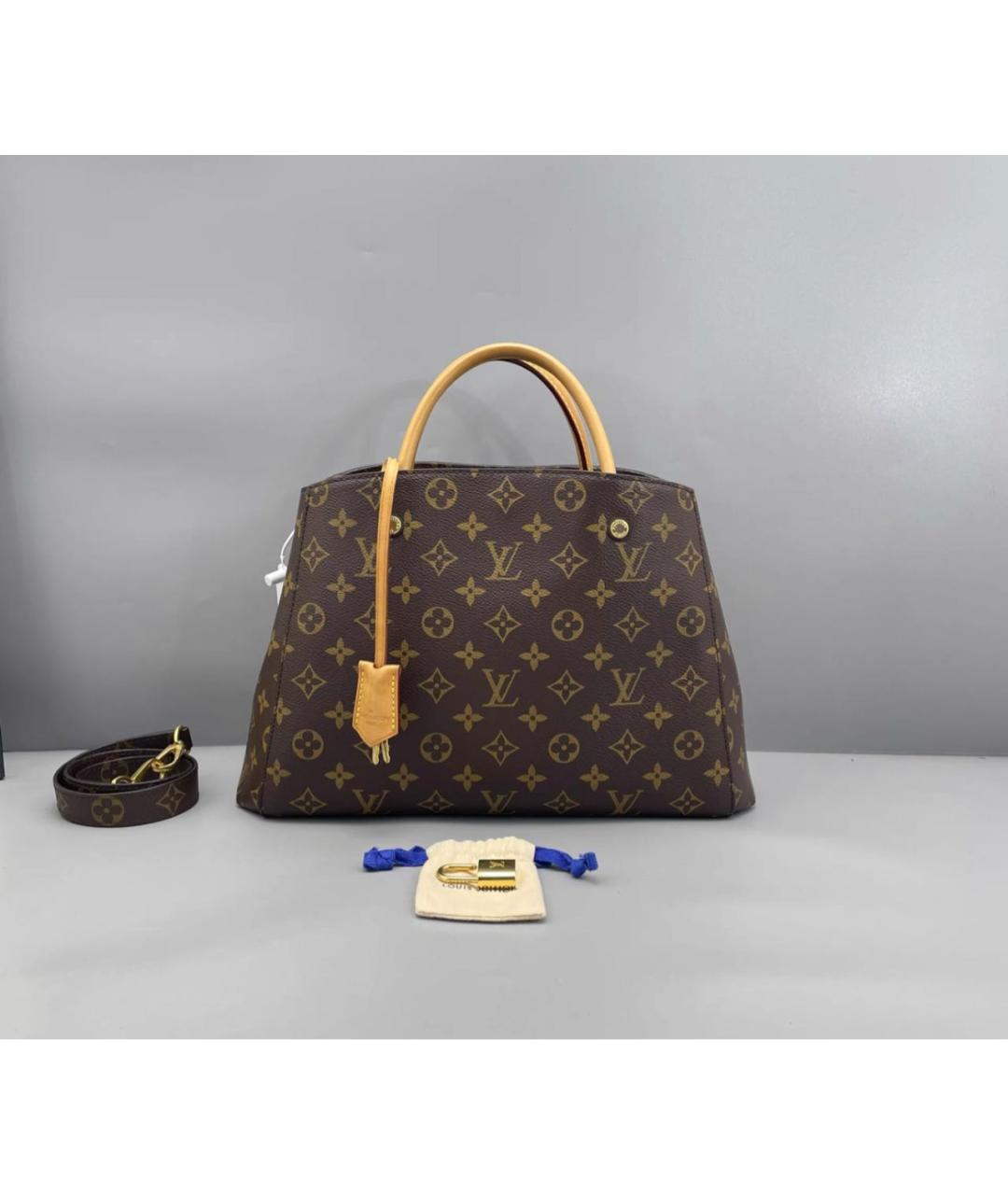 LOUIS VUITTON Коричневая кожаная сумка с короткими ручками, фото 6