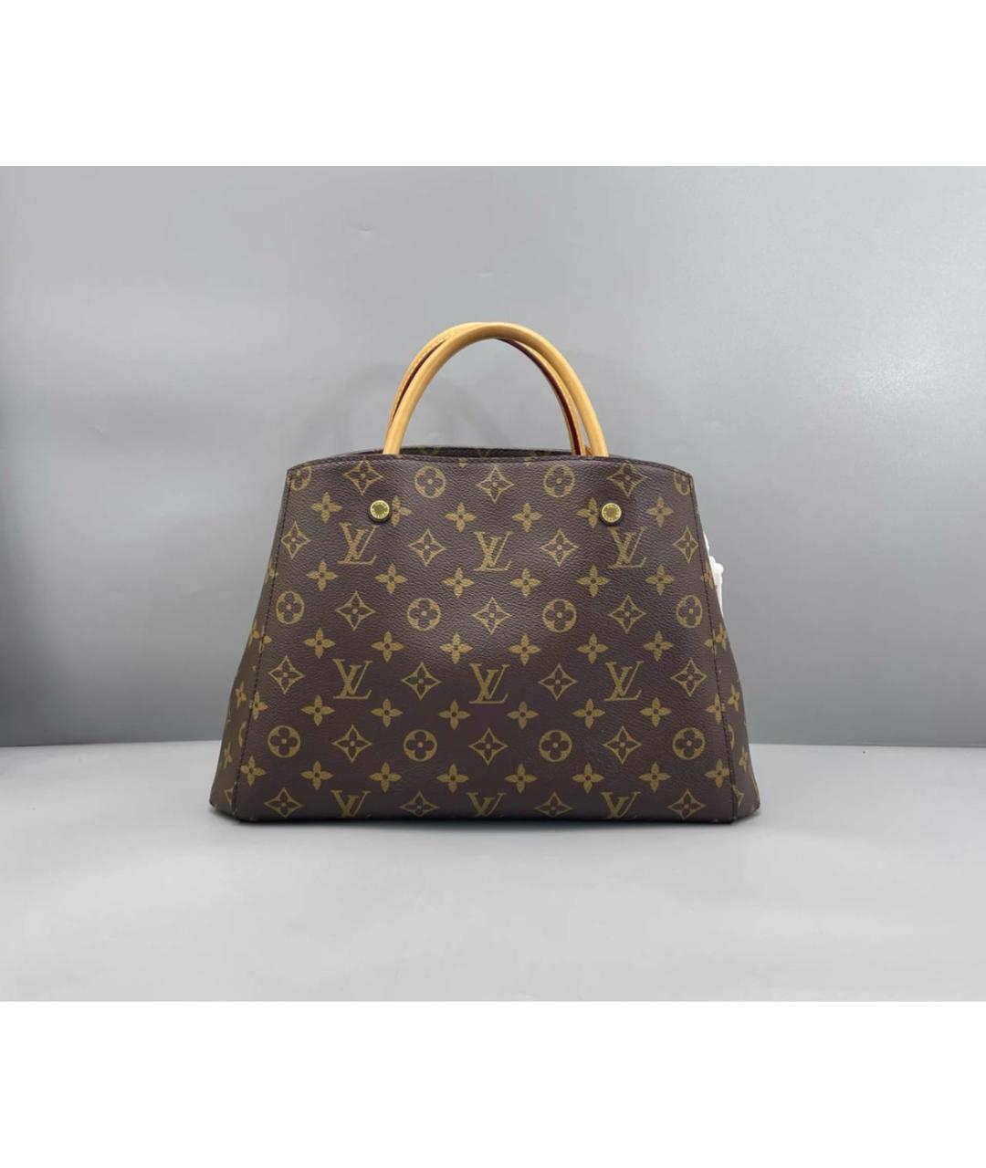 LOUIS VUITTON Коричневая кожаная сумка с короткими ручками, фото 3