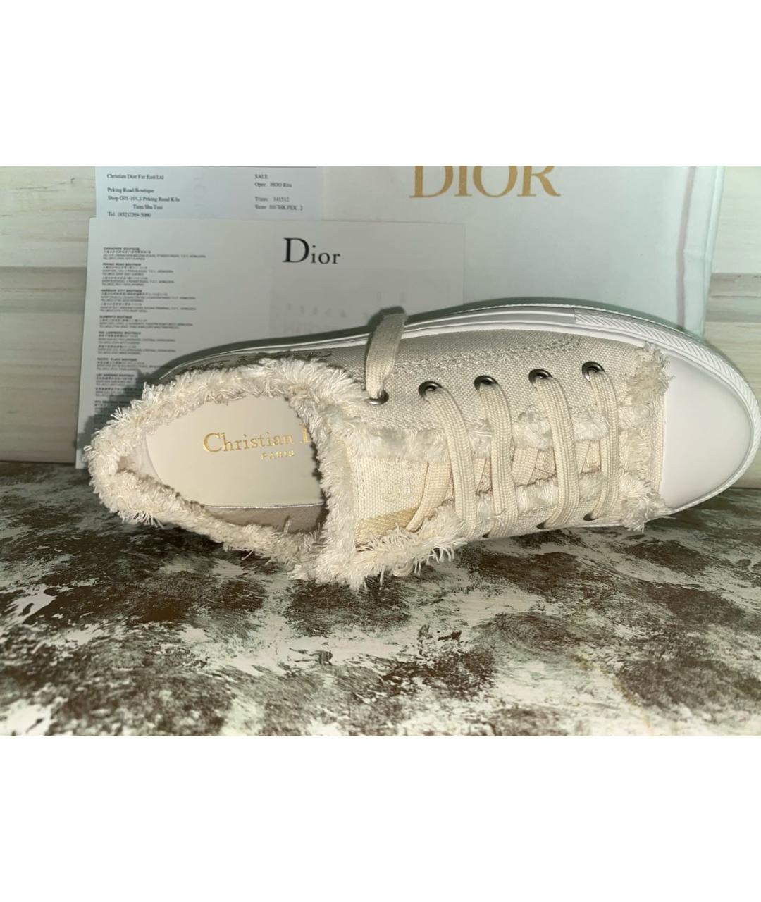 CHRISTIAN DIOR Бежевые текстильные кеды, фото 3