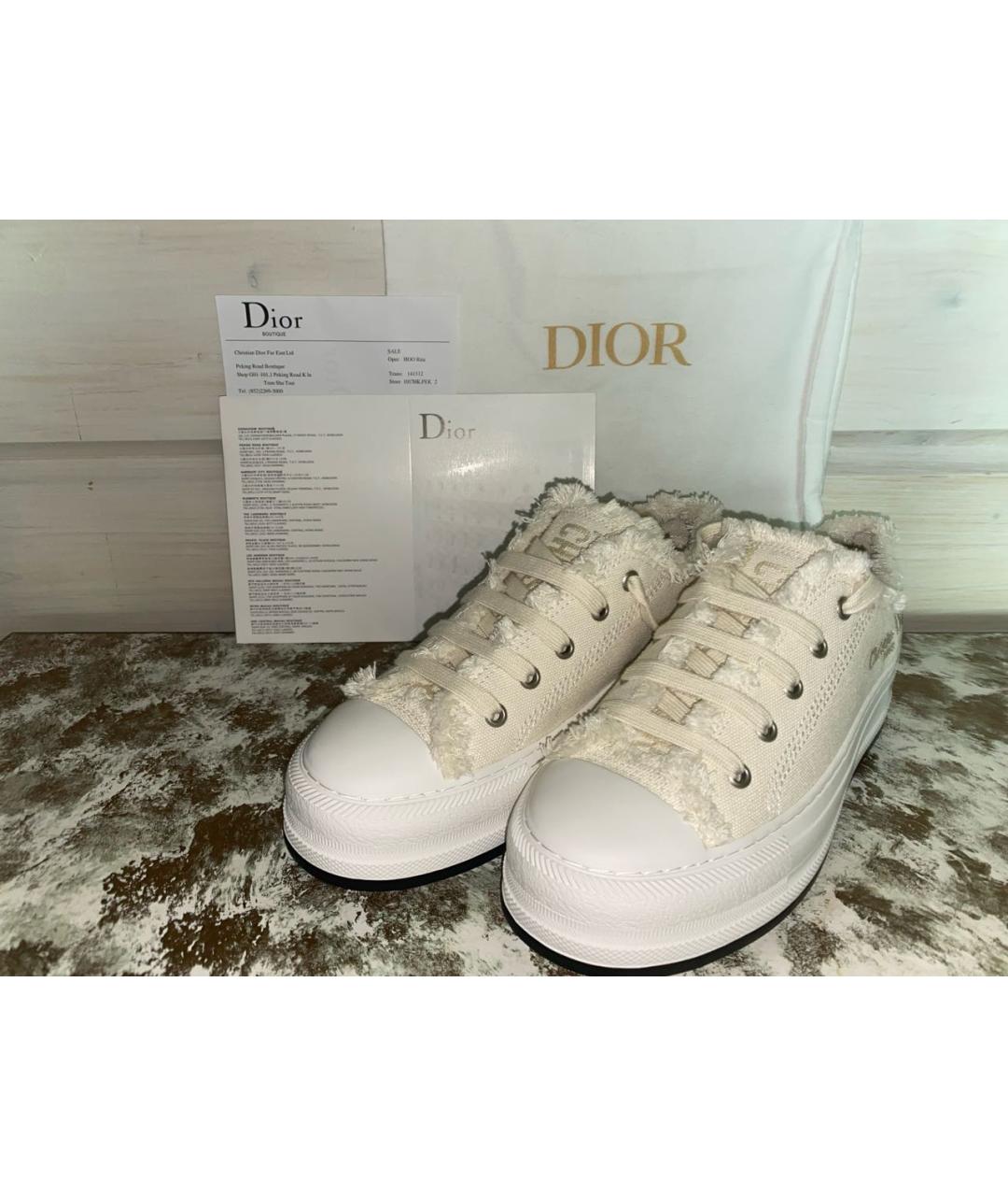 CHRISTIAN DIOR Бежевые текстильные кеды, фото 2