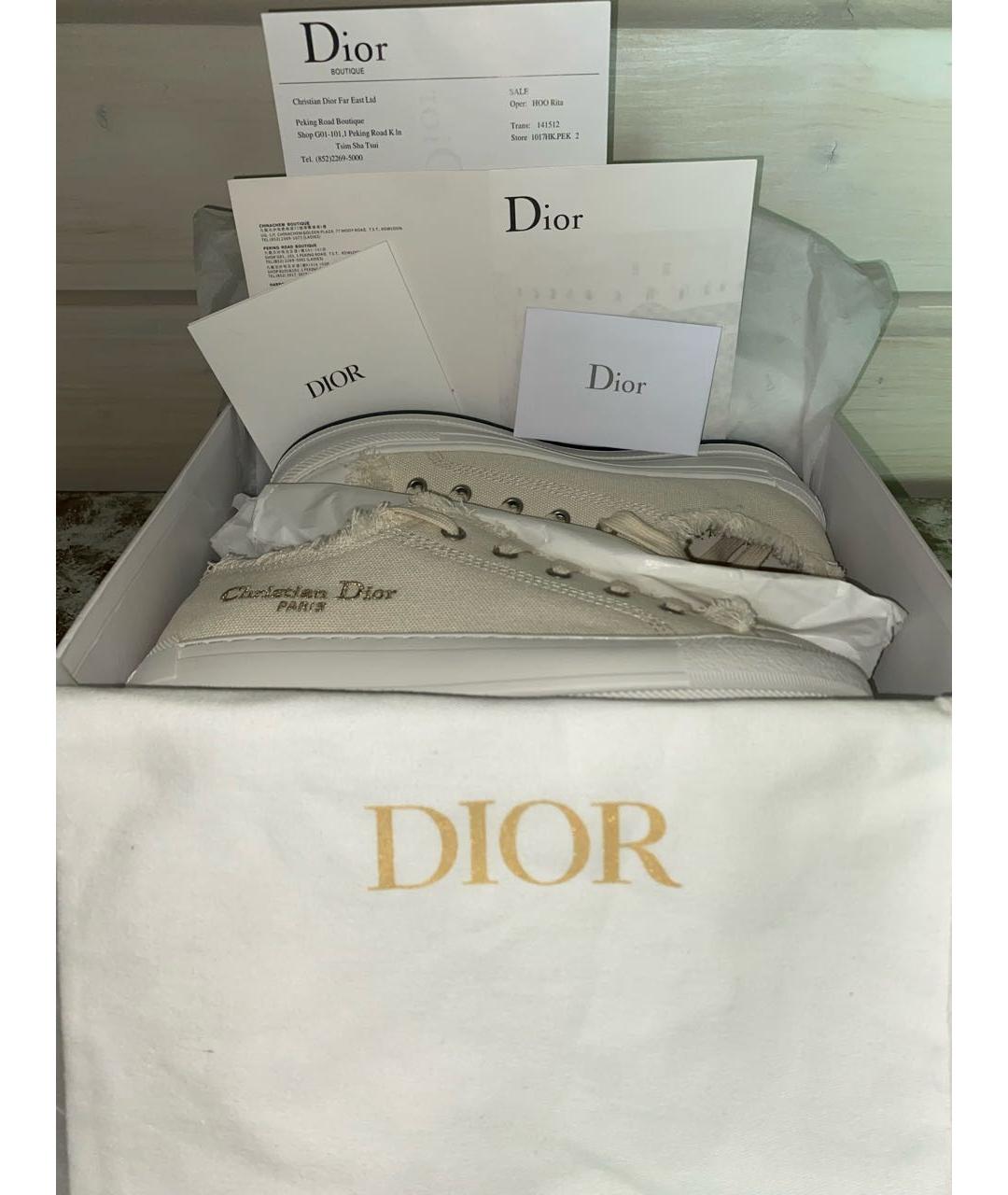 CHRISTIAN DIOR Бежевые текстильные кеды, фото 6