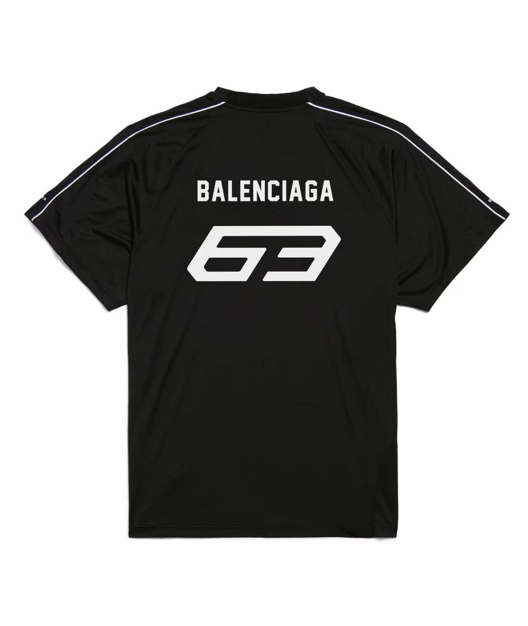 BALENCIAGA Черная хлопко-полиэстеровая футболка, фото 2