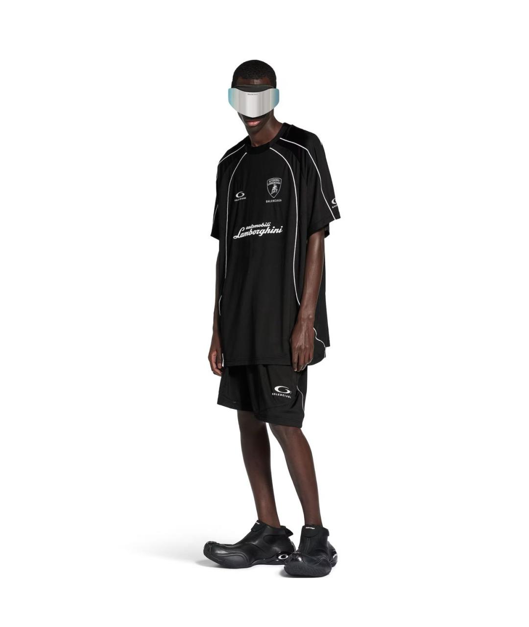 BALENCIAGA Черная хлопко-полиэстеровая футболка, фото 3