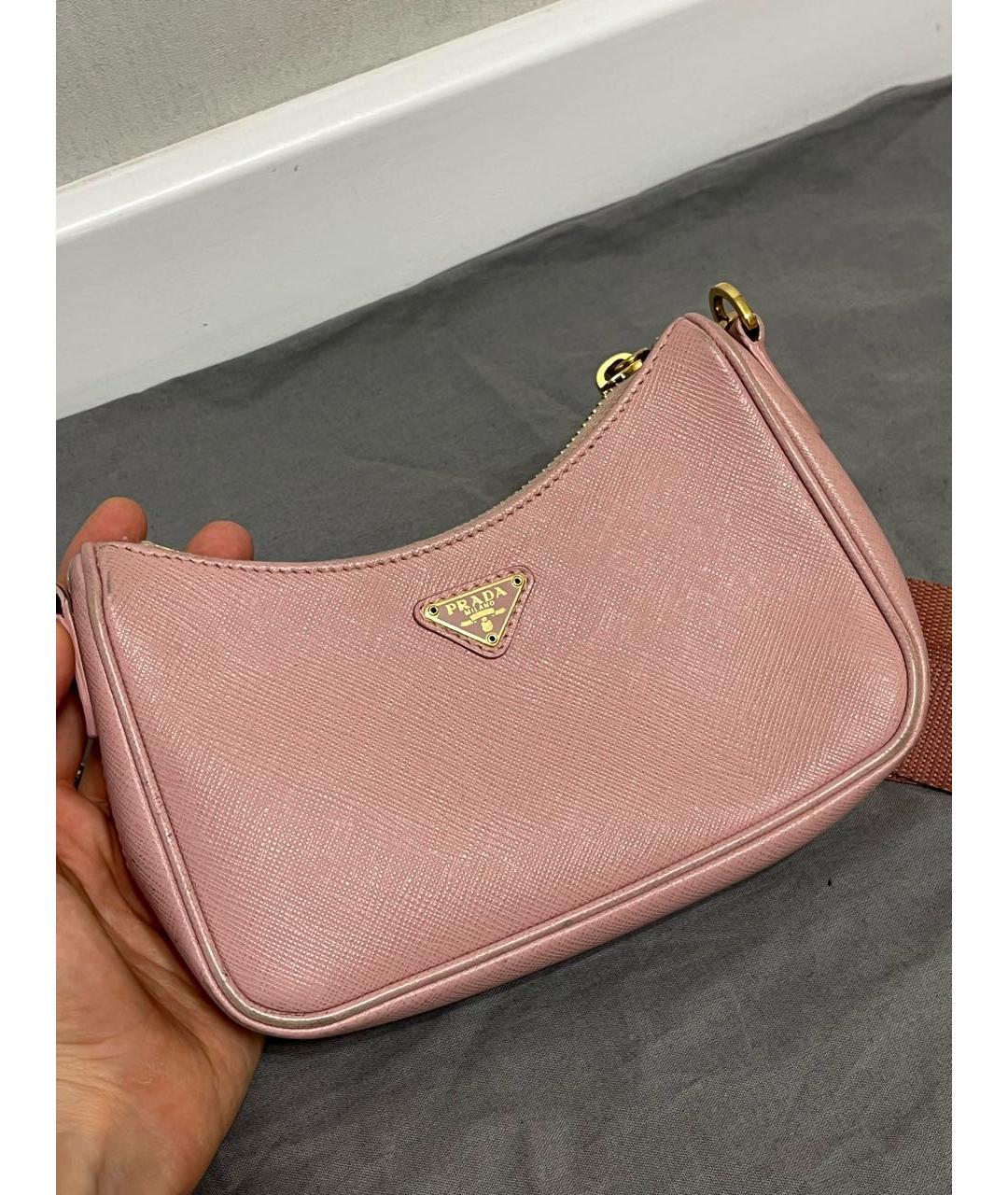 PRADA Розовая кожаная сумка с короткими ручками, фото 8
