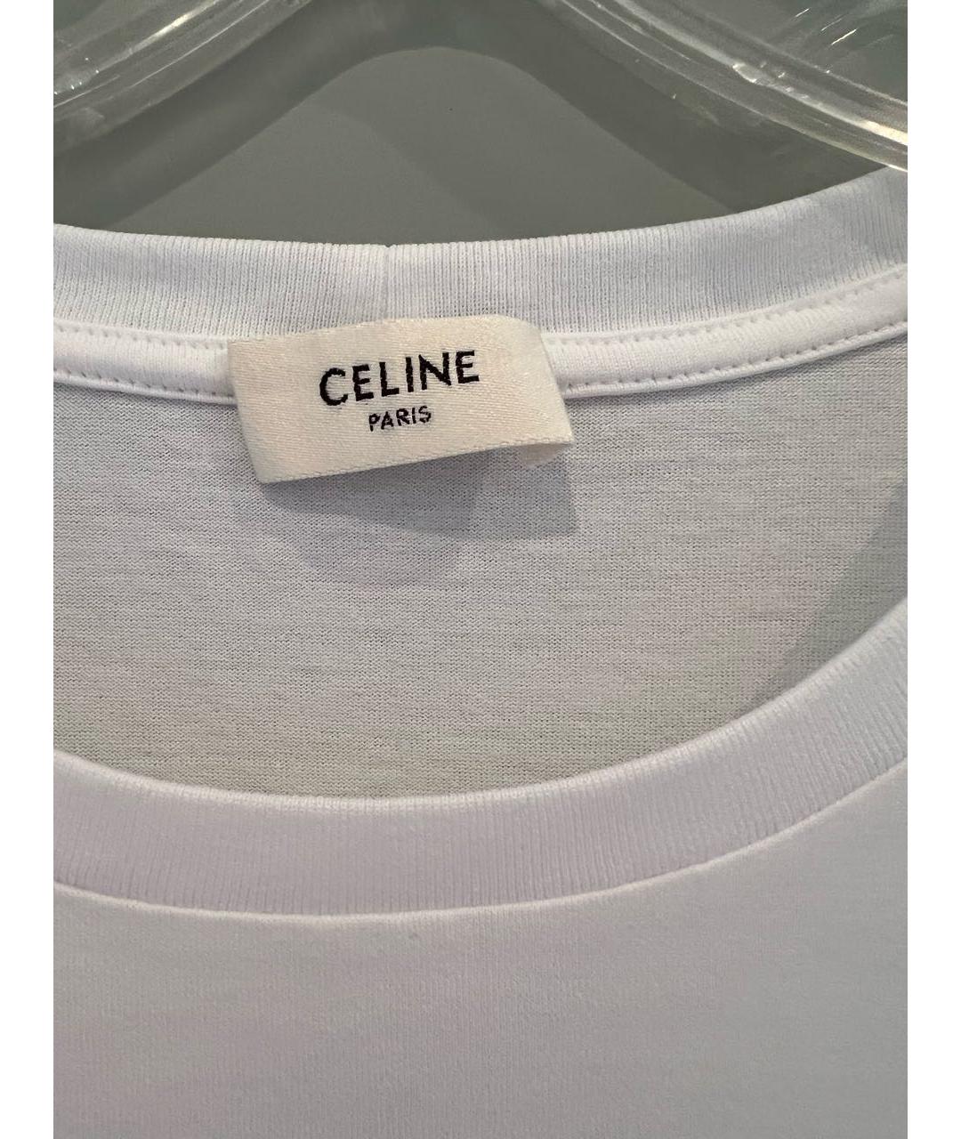 CELINE Белая хлопковая футболка, фото 3