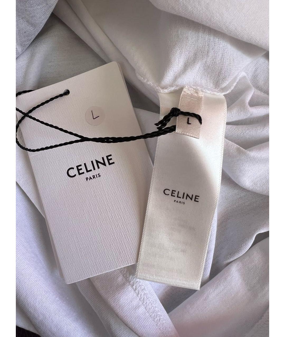 CELINE Белая хлопковая футболка, фото 5