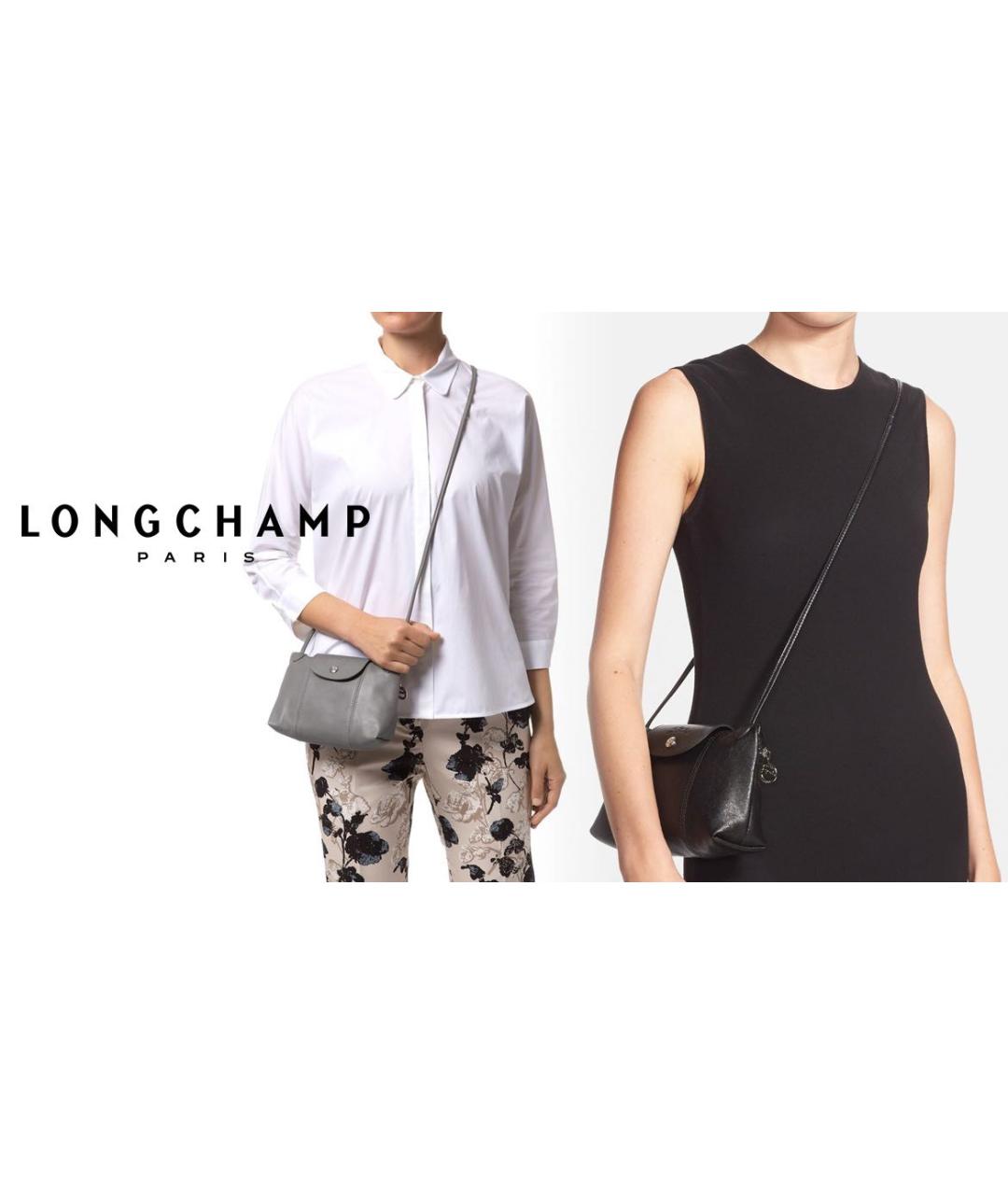 LONGCHAMP Черная кожаная сумка через плечо, фото 8