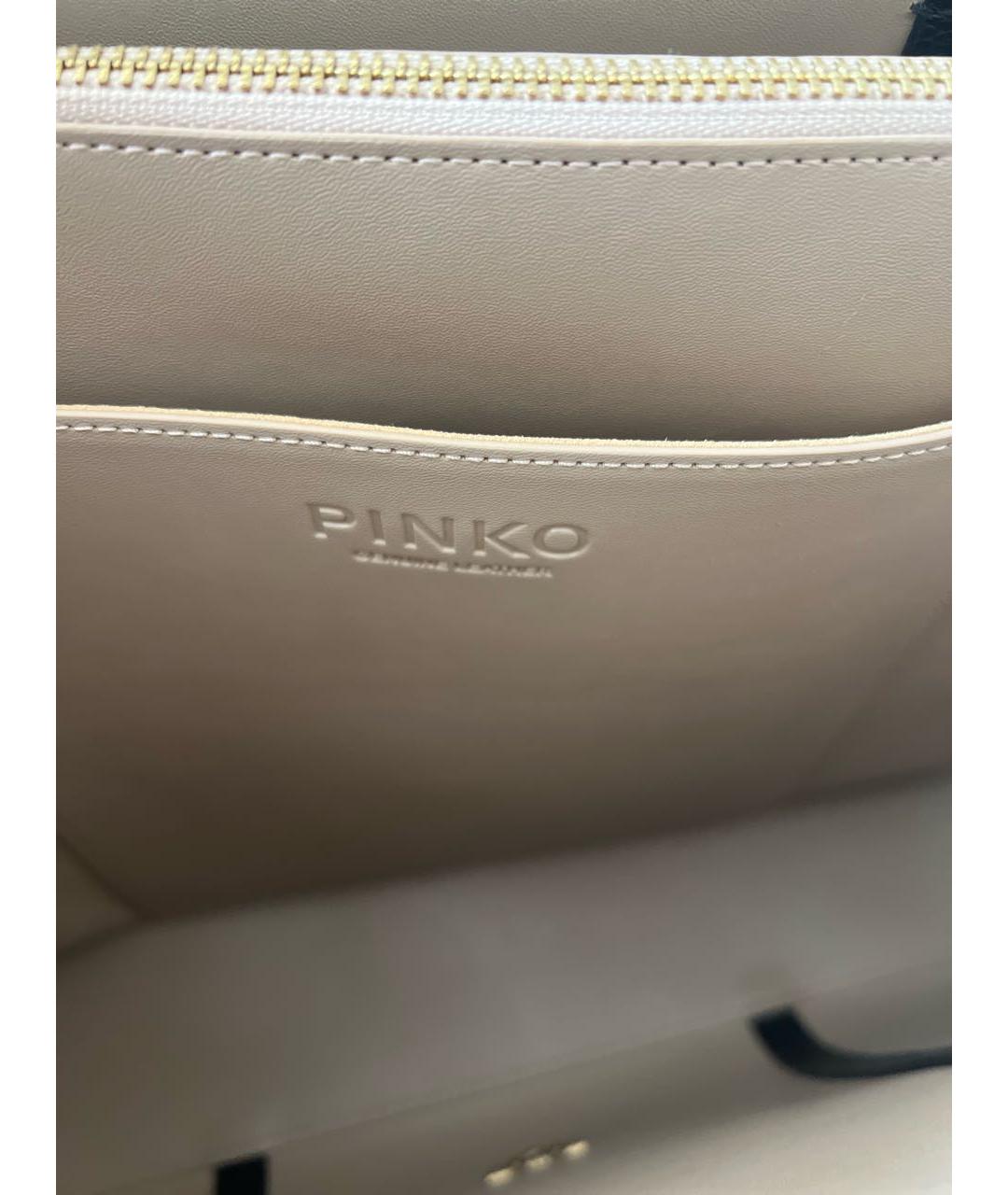 PINKO Черная кожаная сумка тоут, фото 8