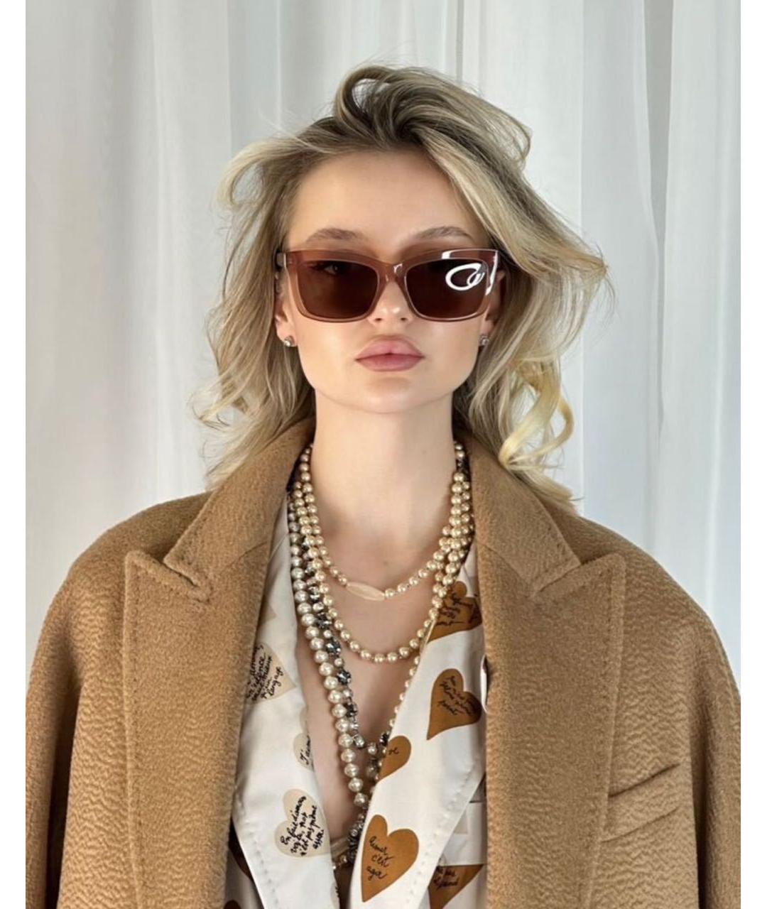 MAX MARA Коричневые пластиковые солнцезащитные очки, фото 7