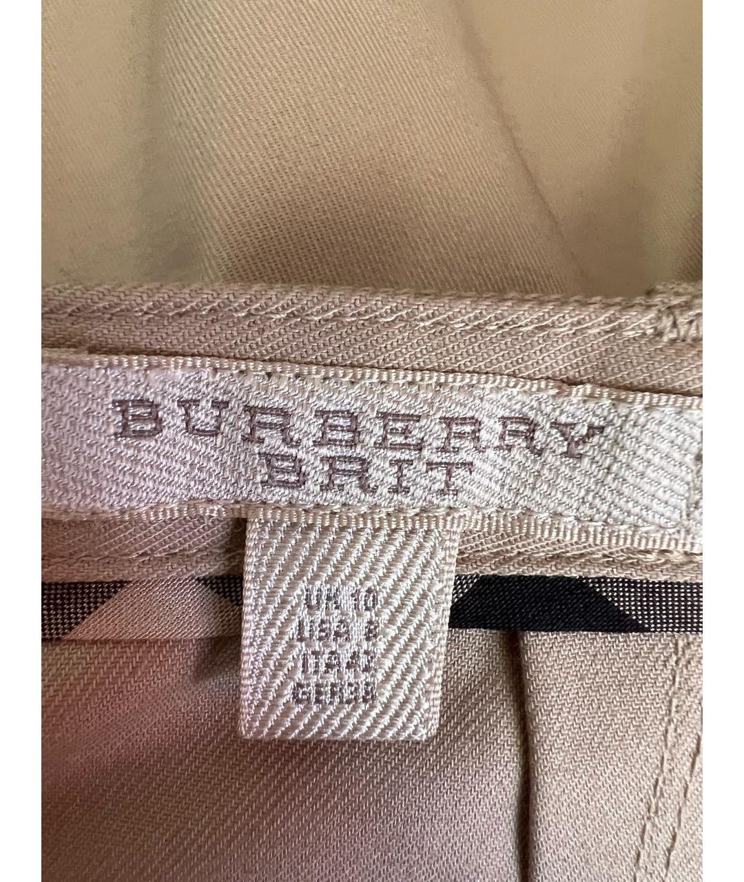 BURBERRY Бежевая хлопковая юбка мини, фото 3