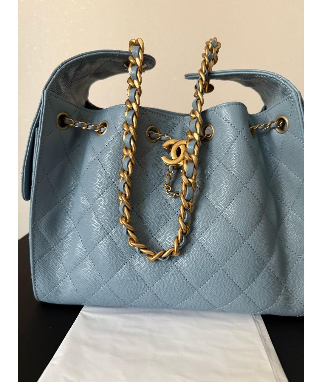 CHANEL Голубая кожаная сумка через плечо, фото 5