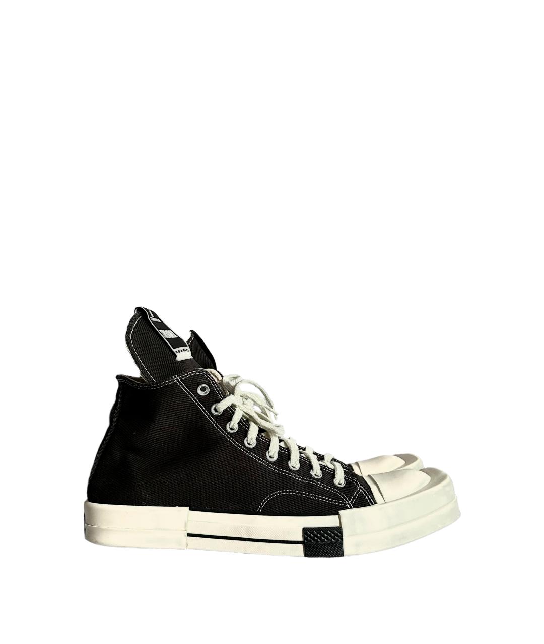 RICK OWENS DRKSHDW Черные текстильные высокие кроссовки / кеды, фото 3