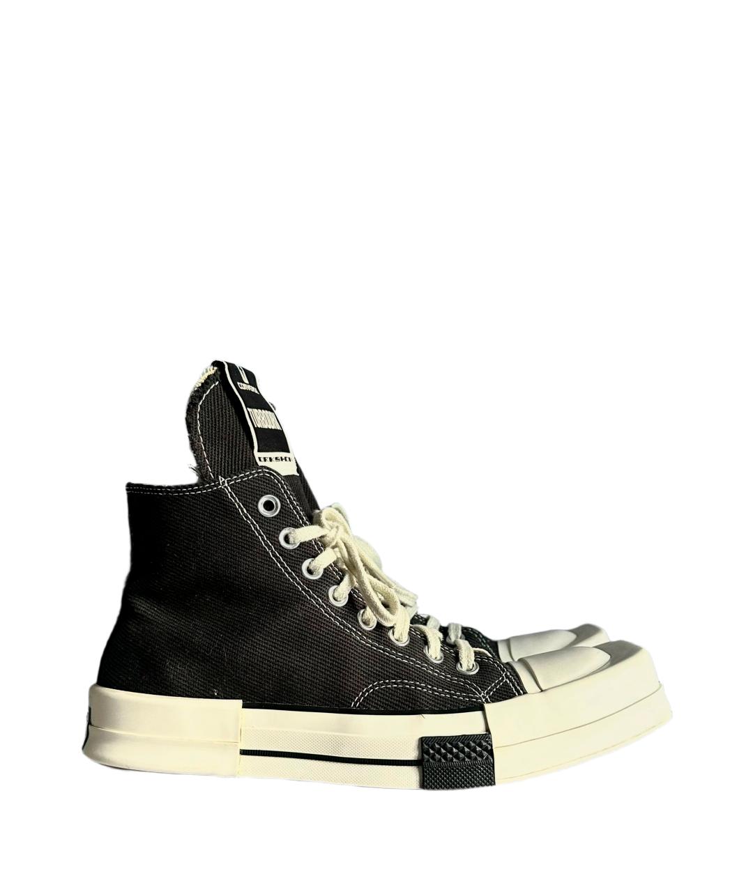 RICK OWENS DRKSHDW Черные текстильные высокие кроссовки / кеды, фото 3