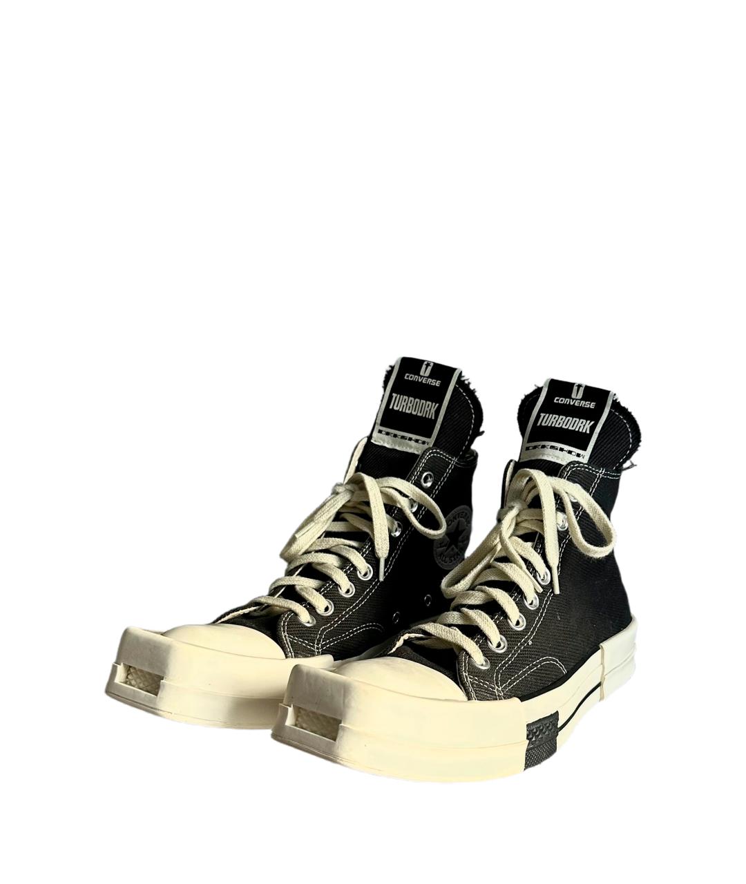 RICK OWENS DRKSHDW Черные текстильные высокие кроссовки / кеды, фото 2